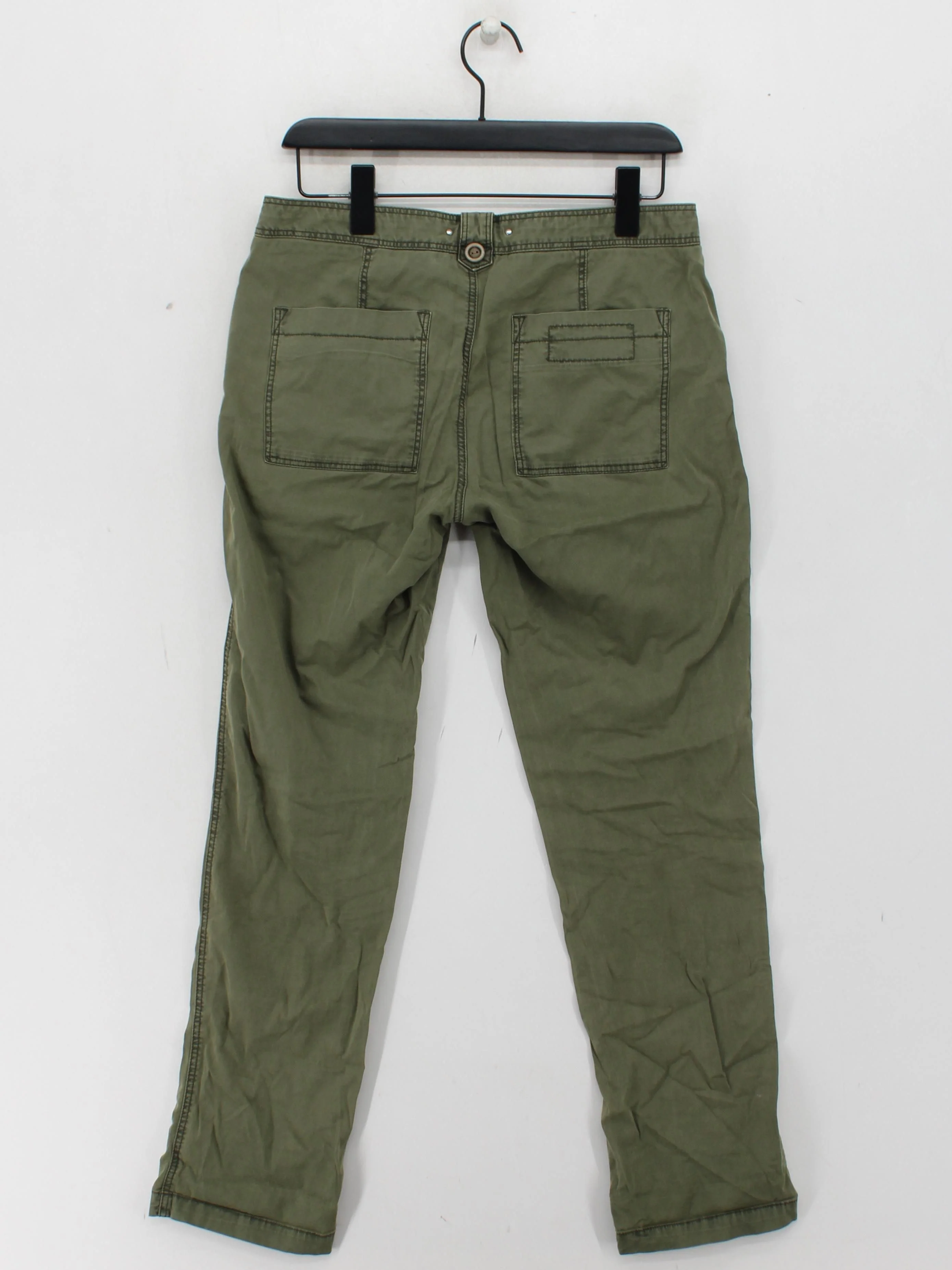Hei Hei Women's Trousers W 32 in Green Cotton with Spandex Tapered Chino - Image 2