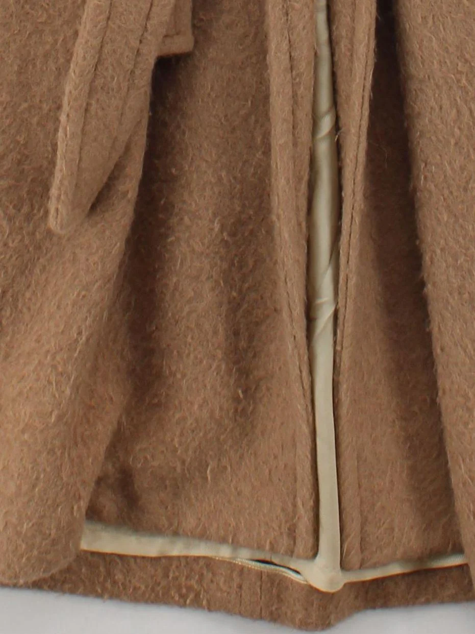 Helmut Lang Women's Coat S Tan Wool with Other, Viscose, Polyester Overcoat - Image 4