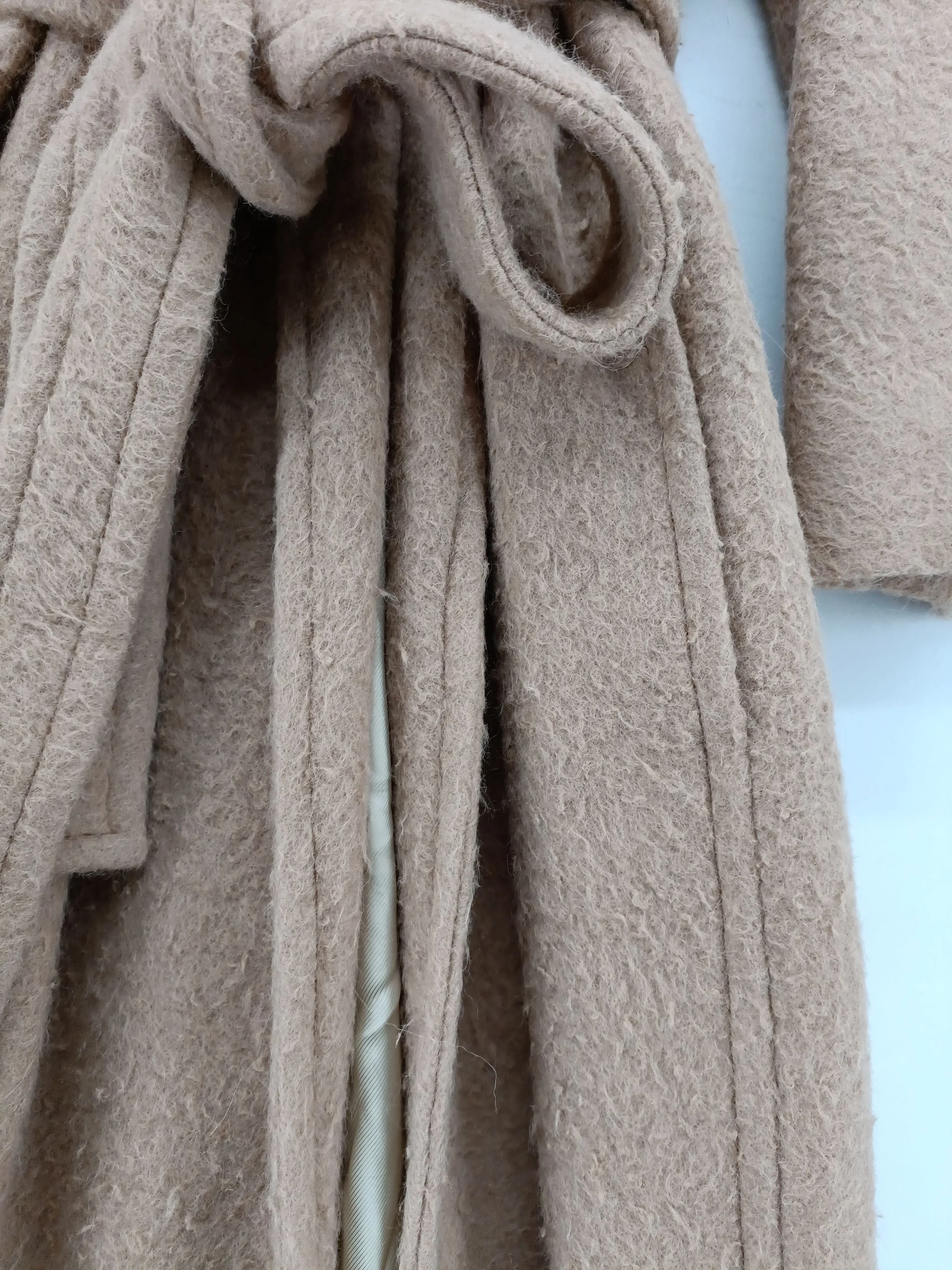 Helmut Lang Women's Coat S Tan Wool with Other, Viscose, Polyester Overcoat - Image 5