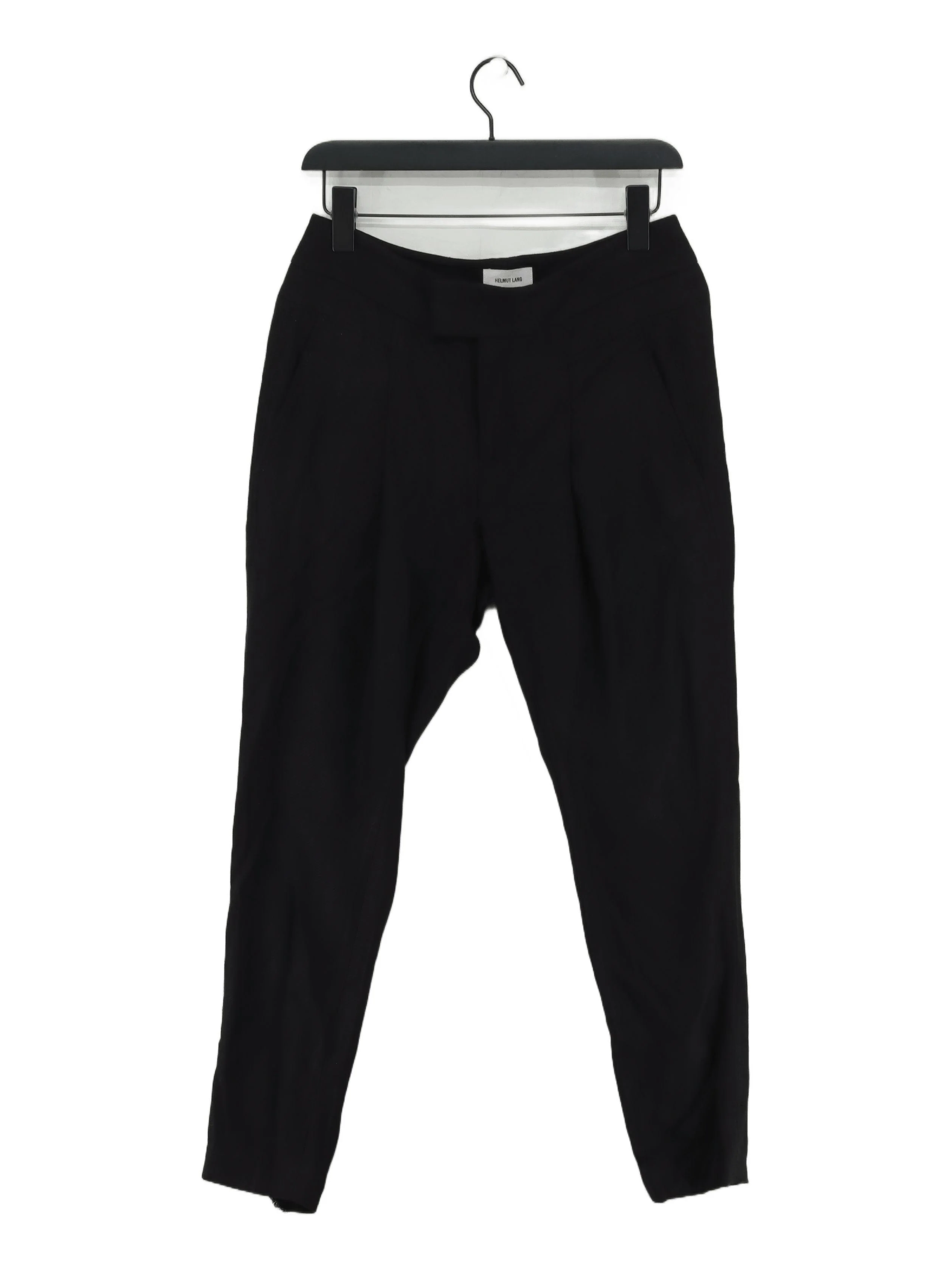 Helmut Lang Women's Trousers UK 8 Black Viscose with Elastane, Polyester Chino