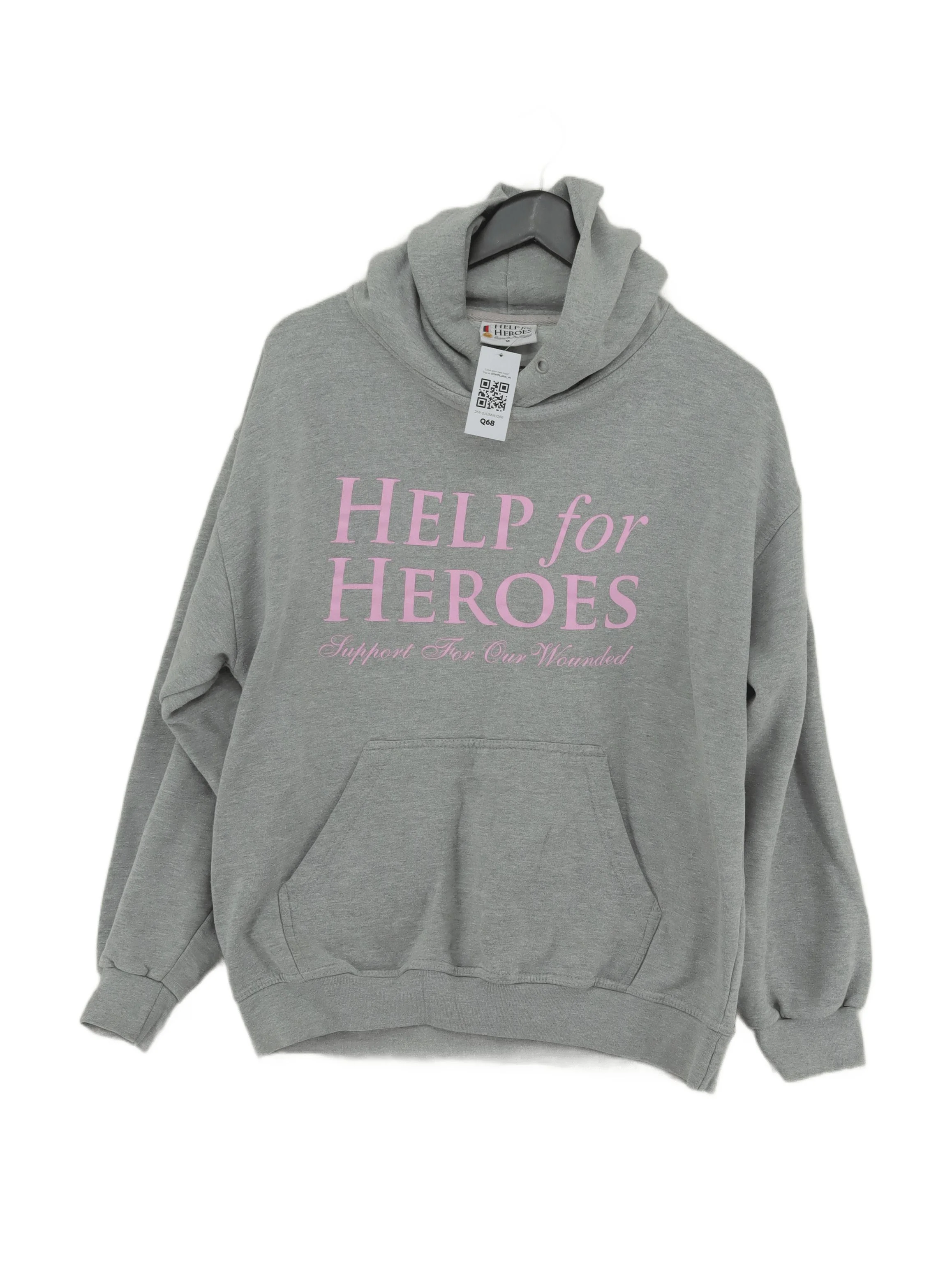 Help For Heroes Men's Hoodie M Grey Graphic Cotton with Polyester Pullover
