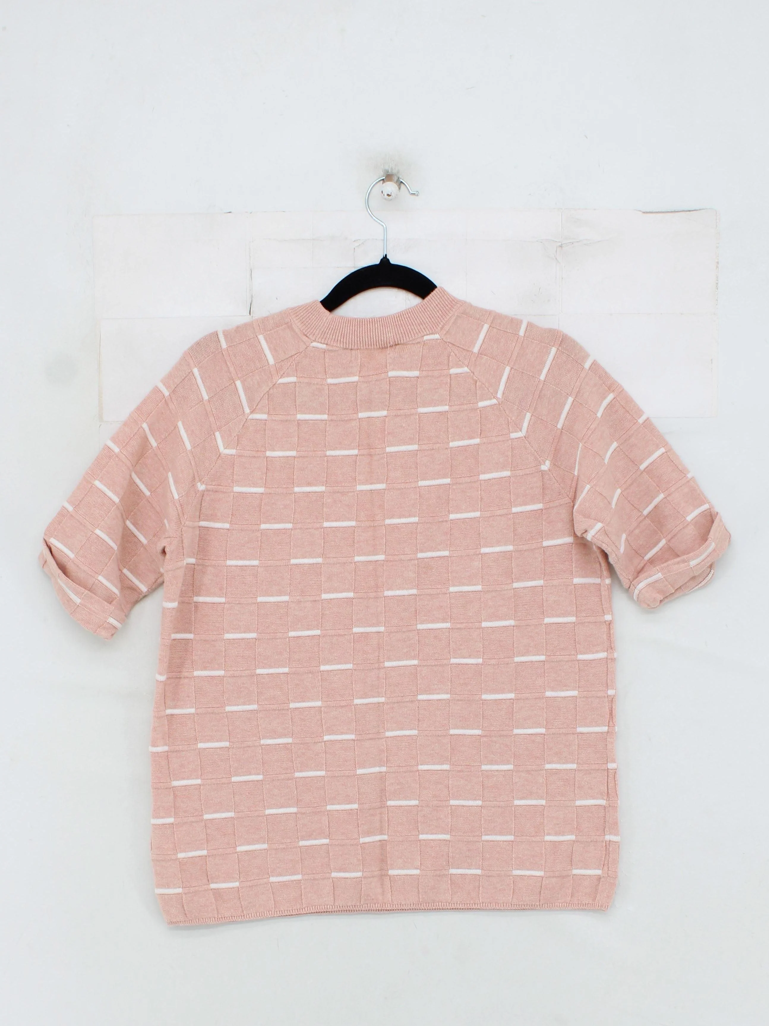 Henri Lloyd Women's Jumper S Pink Checkered 100% Cotton Crew Neck Pullover - Image 2