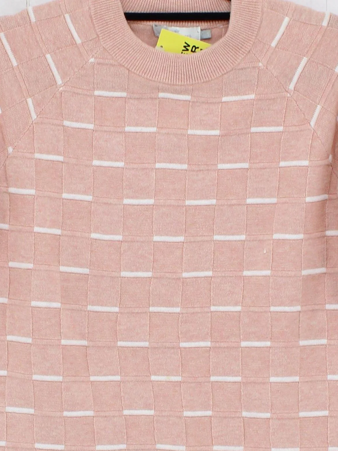 Henri Lloyd Women's Jumper S Pink Checkered 100% Cotton Crew Neck Pullover - Image 3
