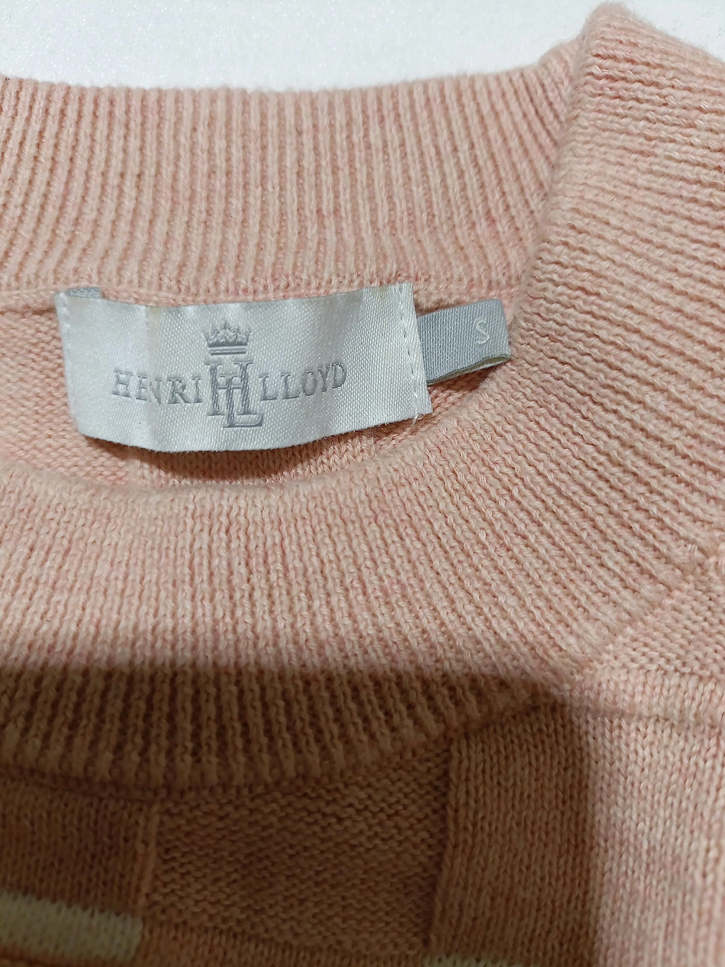 Henri Lloyd Women's Jumper S Pink Checkered 100% Cotton Crew Neck Pullover - Image 5