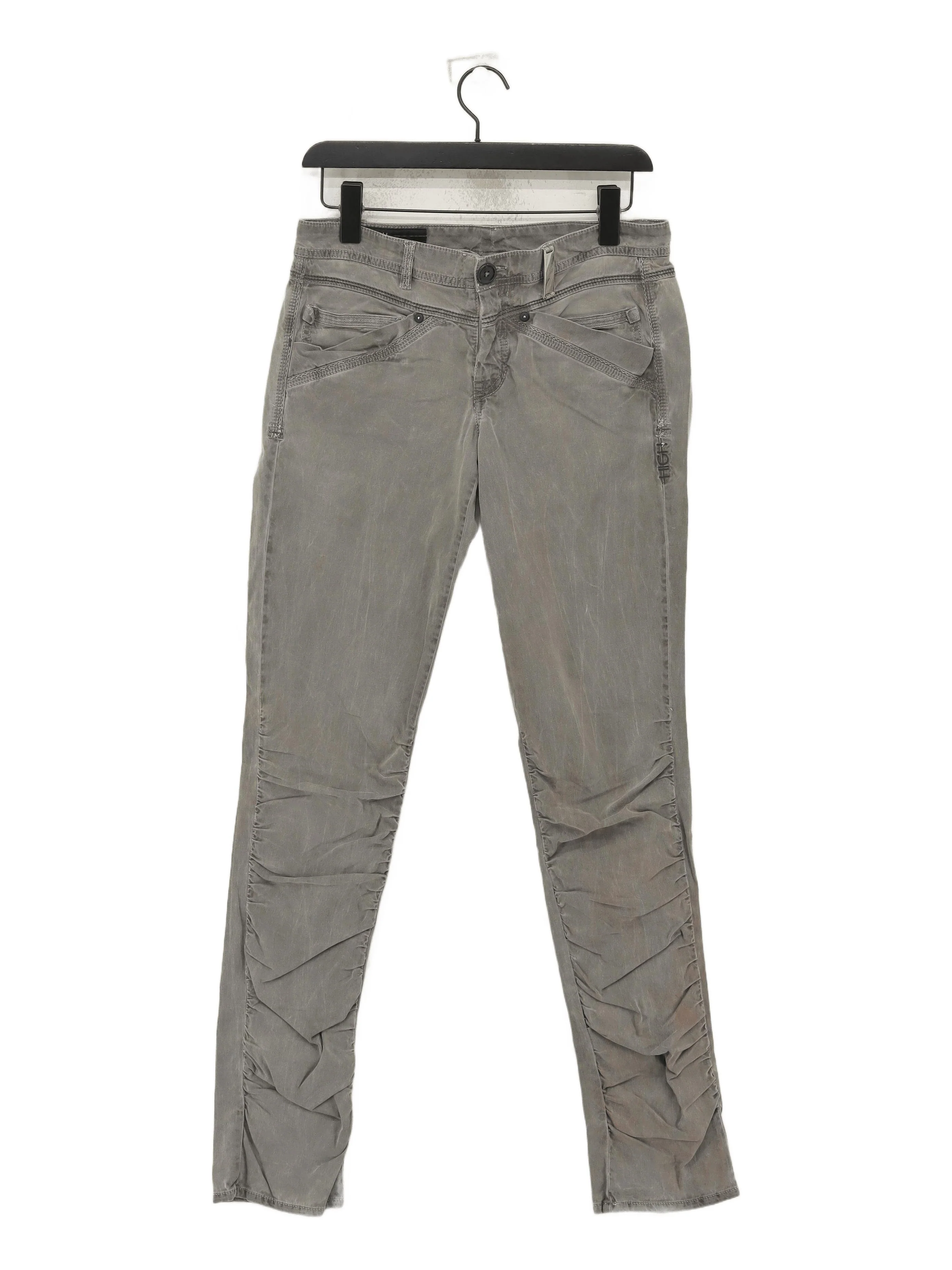 HIGH Women's Trousers UK 12 Grey Cotton with Lyocell Modal, Elastane Chino