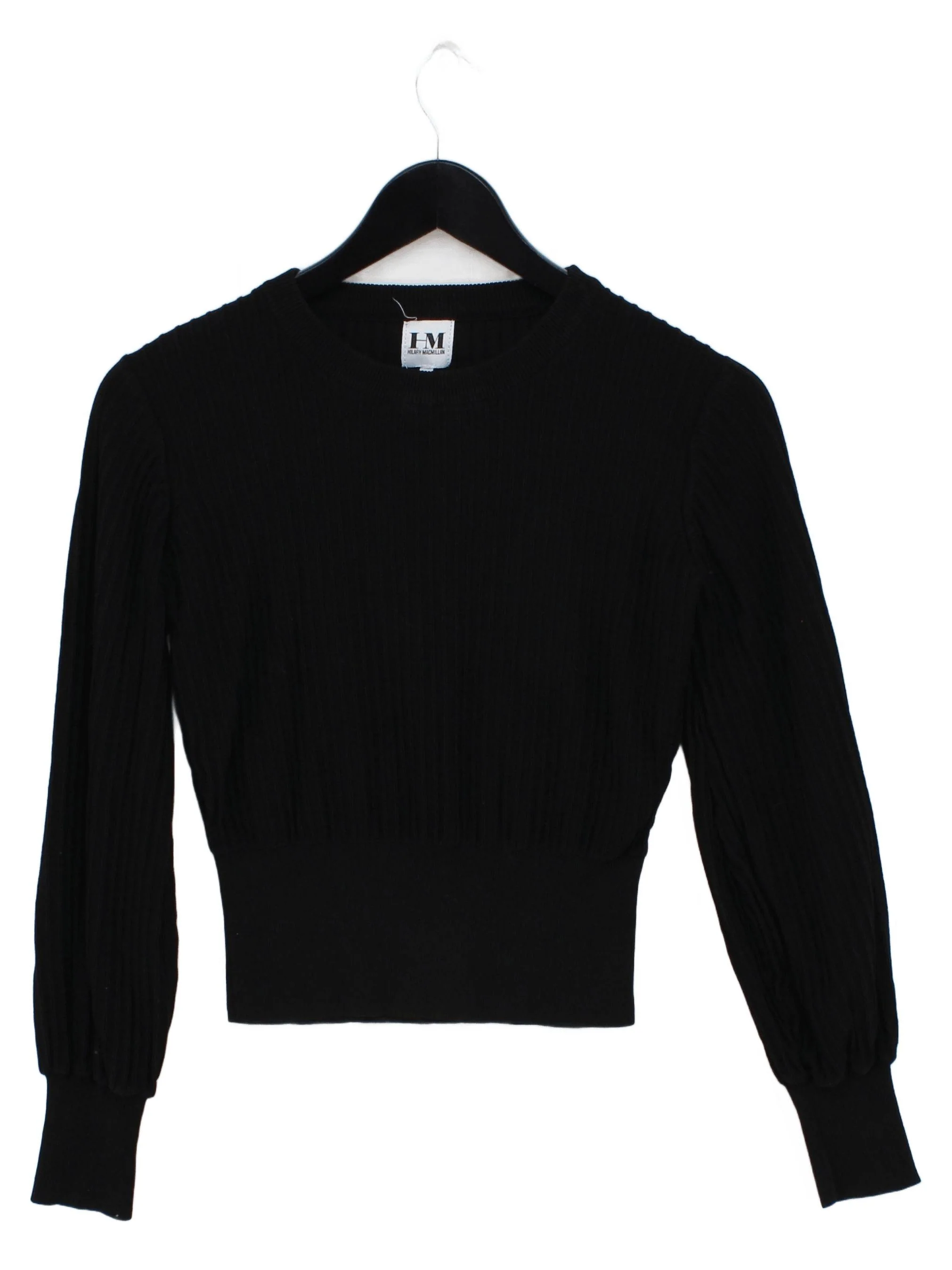 Hilary Macmillan Women's Top S Black 100% Other Long Sleeve Round Neck Cropped