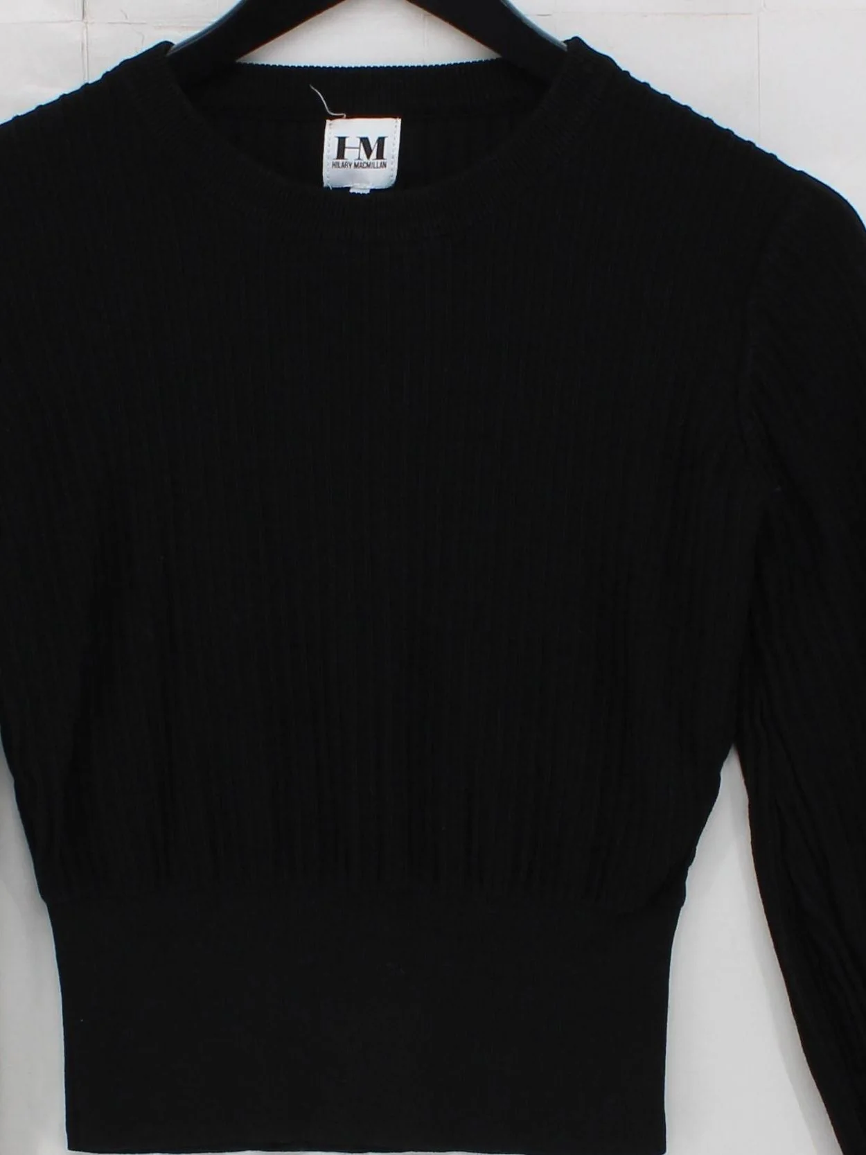 Hilary Macmillan Women's Top S Black 100% Other Long Sleeve Round Neck Cropped - Image 3