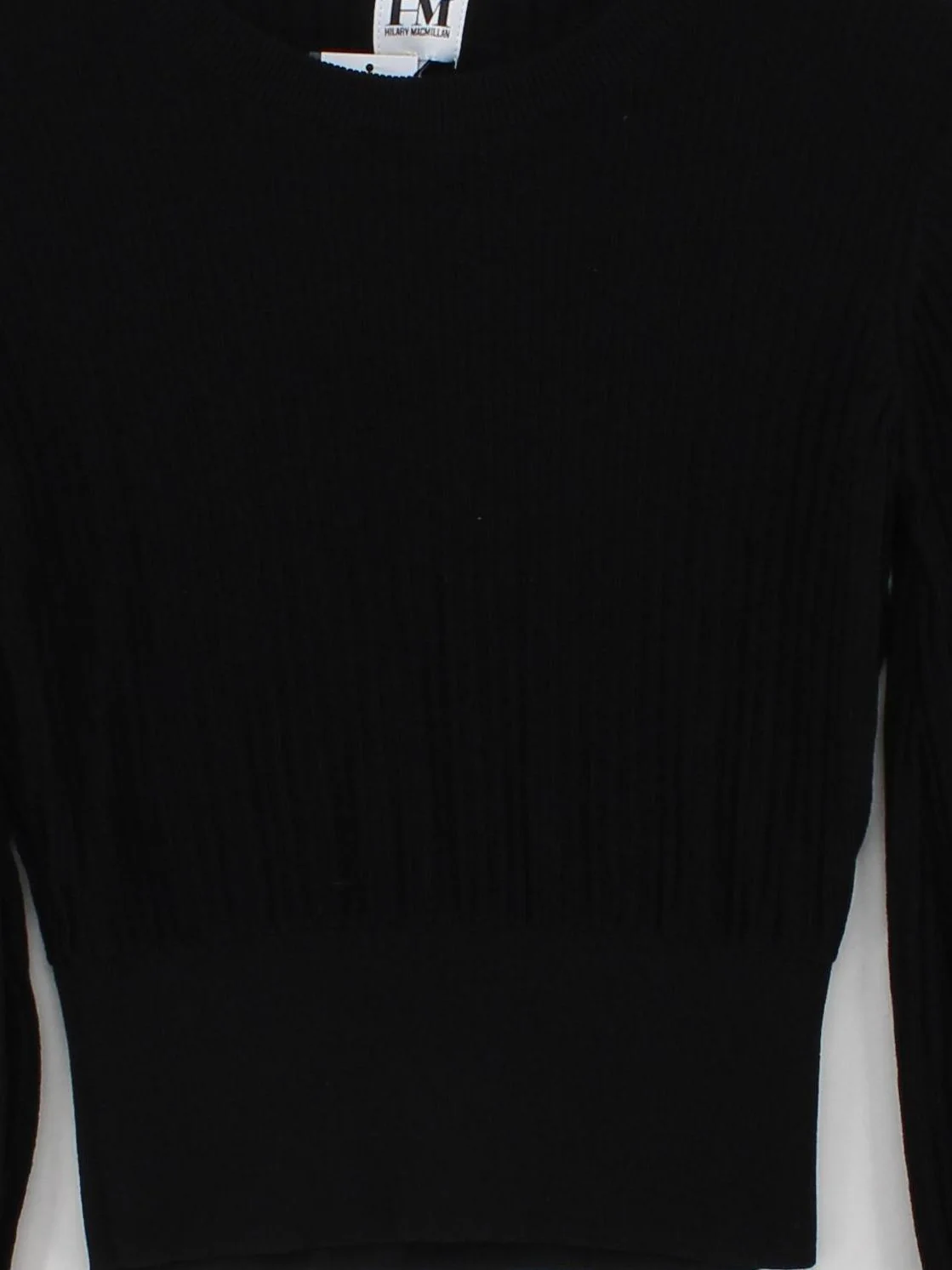 Hilary Macmillan Women's Top S Black 100% Viscose Long Sleeve Crew Neck Basic - Image 3