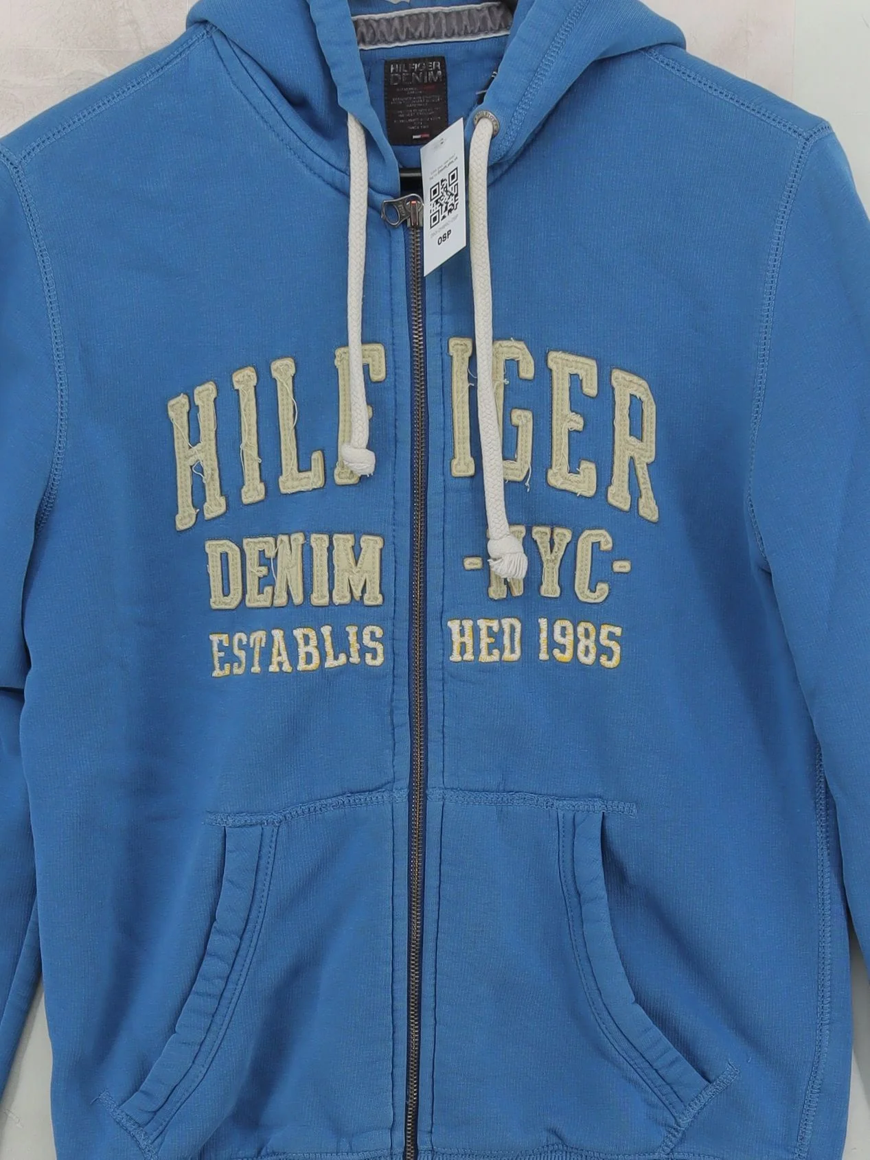 Hilfiger Denim Men's Hoodie M Blue Cotton with Polyester, Elastane Pullover - Image 3