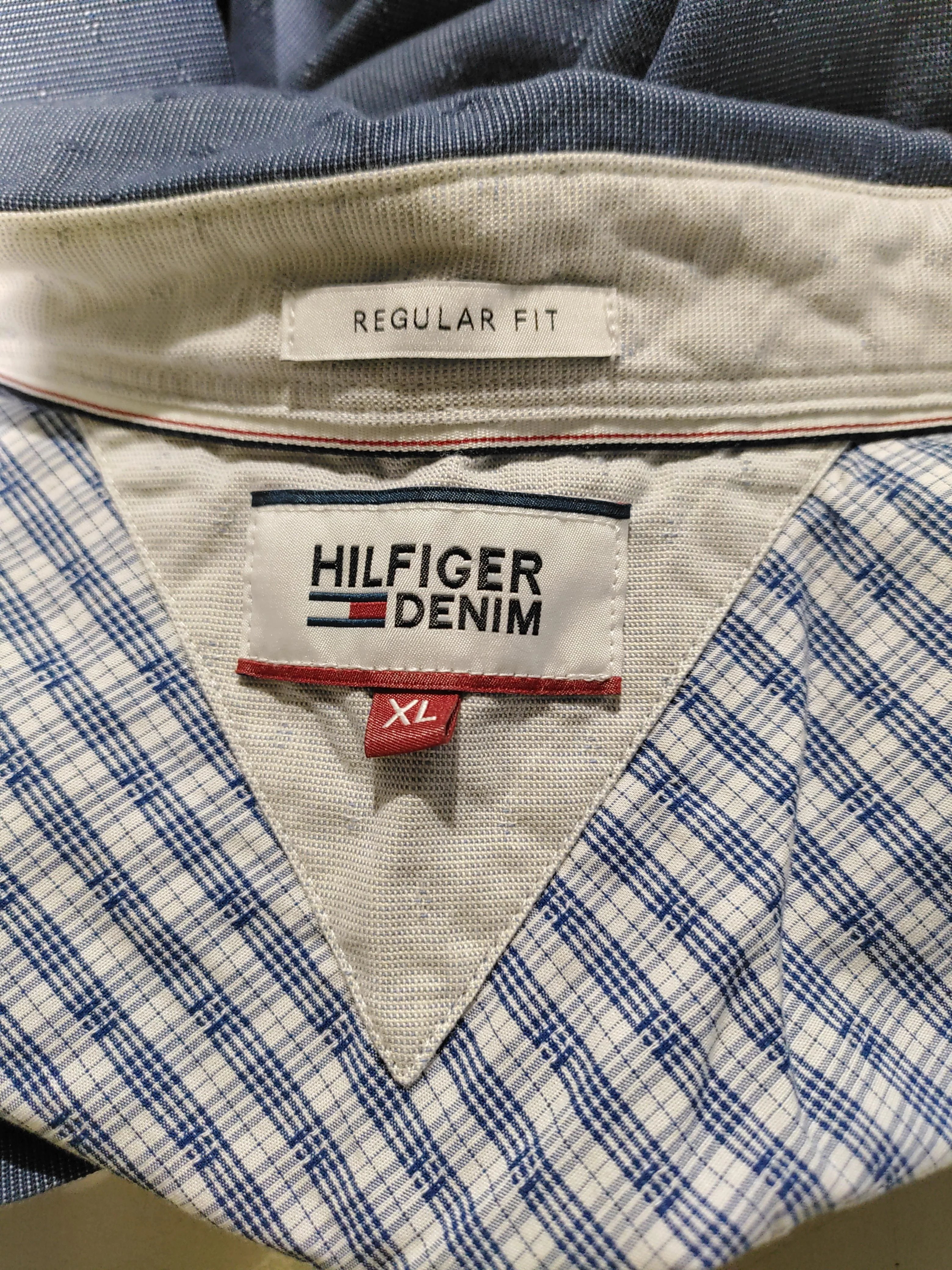 Hilfiger Denim Men's Shirt XL Blue Checkered 100% Cotton Basic - Image 5