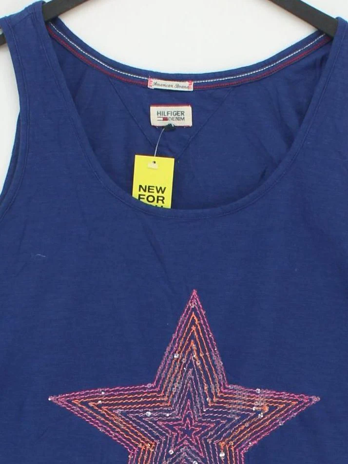 Hilfiger Denim Women's T-Shirt M Blue 100% Cotton Basic - Image 3