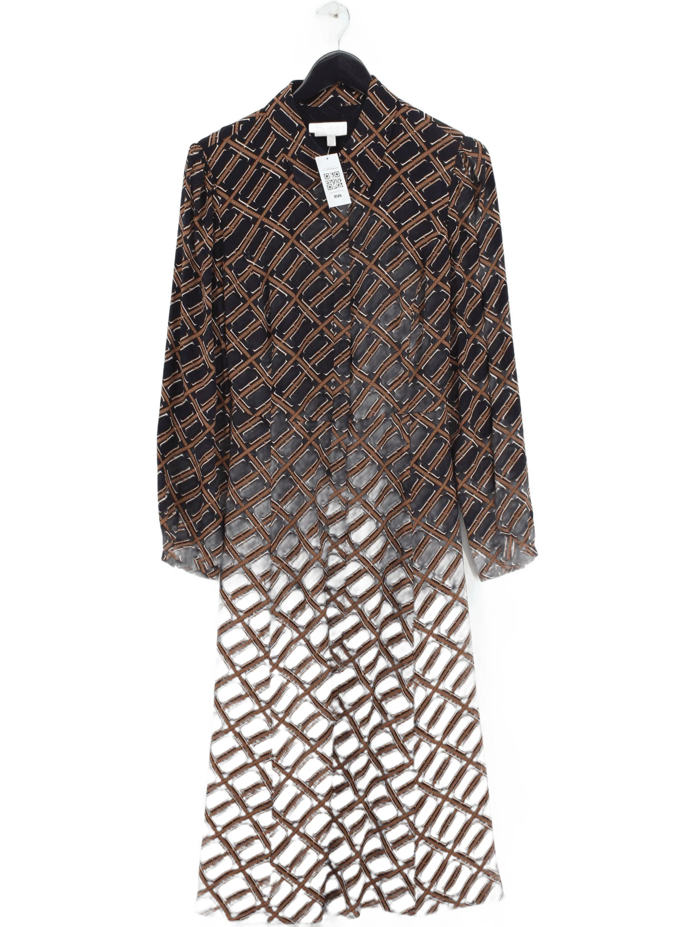 Hobbs Shirt Midi Dress UK14 in Multi