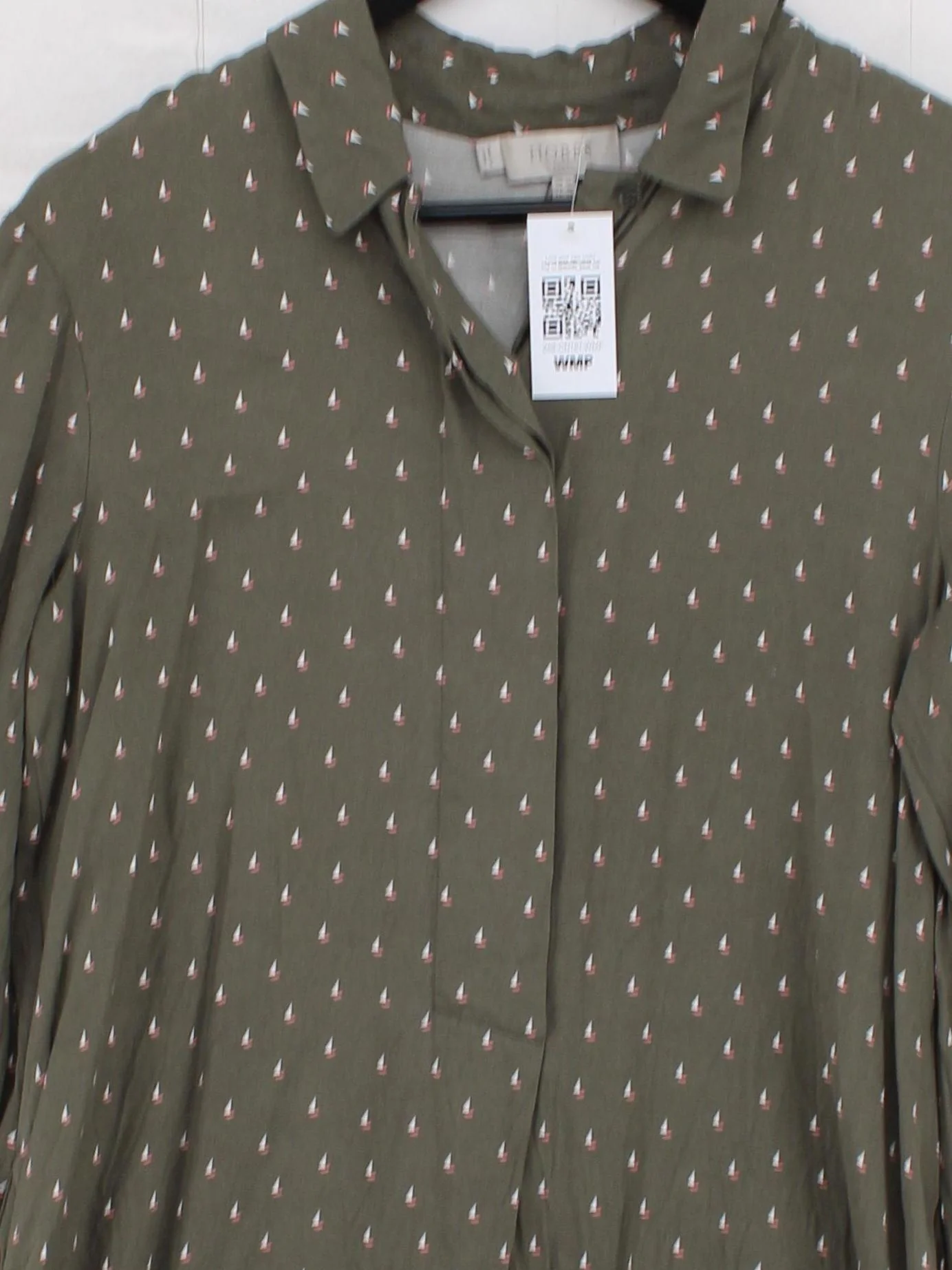 Hobbs Shirt Mini Dress UK12 in Green - Image 3