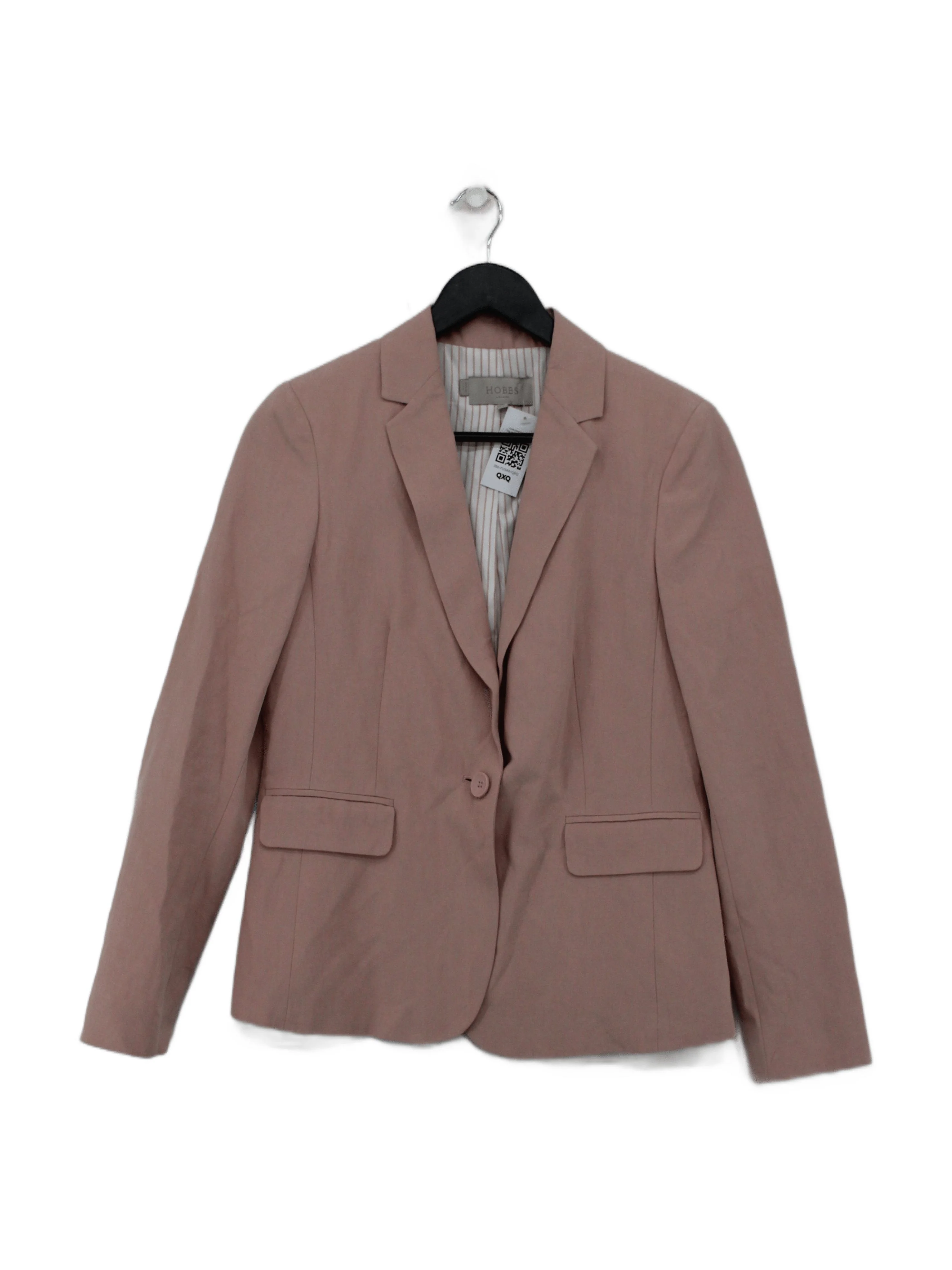 Hobbs Women's Blazer UK 10 Pink Silk with Linen Overcoat