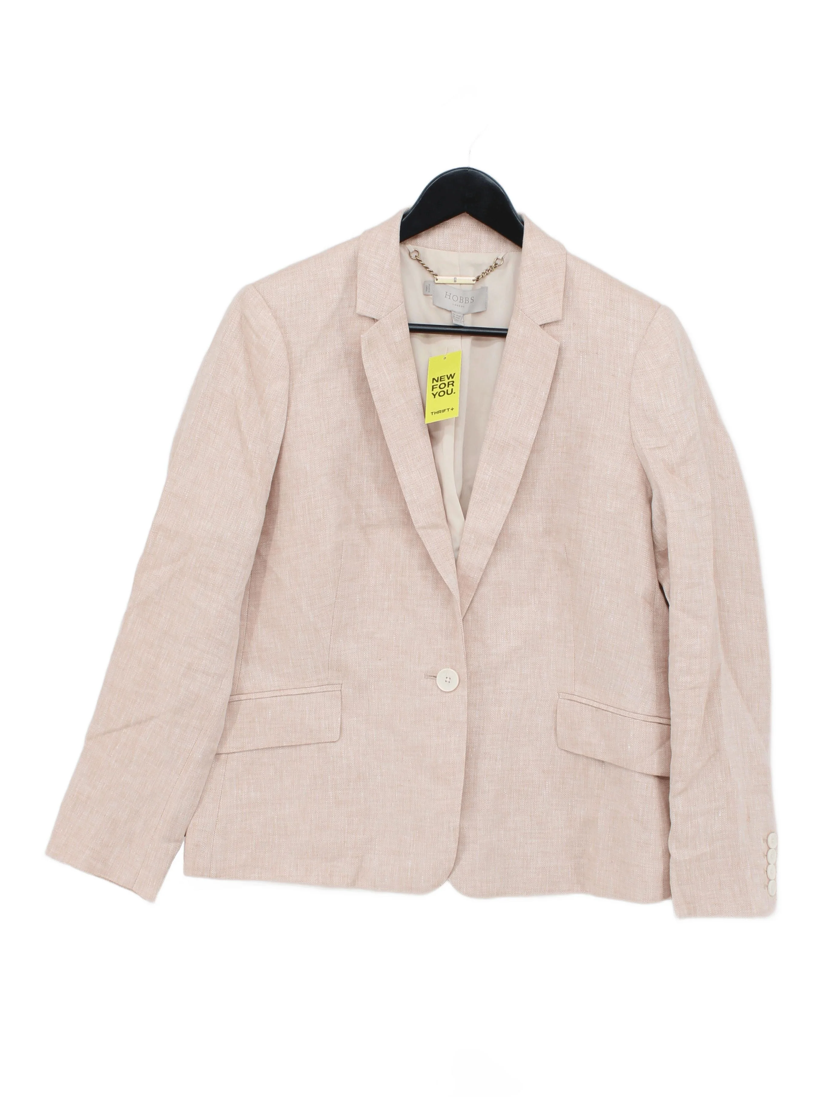 Hobbs Women's Blazer UK 14 Pink Linen with Polyester Overcoat