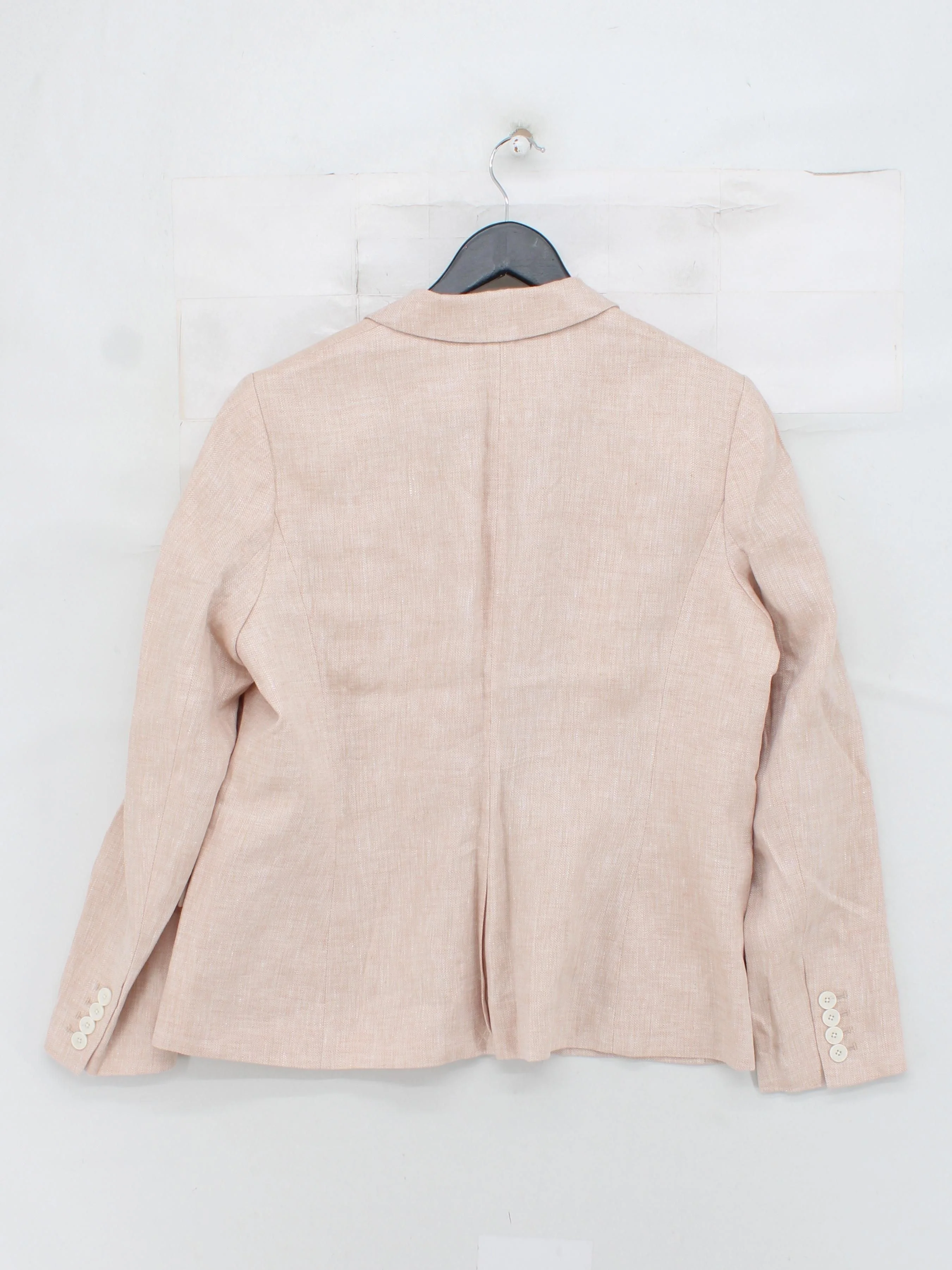 Hobbs Women's Blazer UK 14 Pink Linen with Polyester Overcoat - Image 2