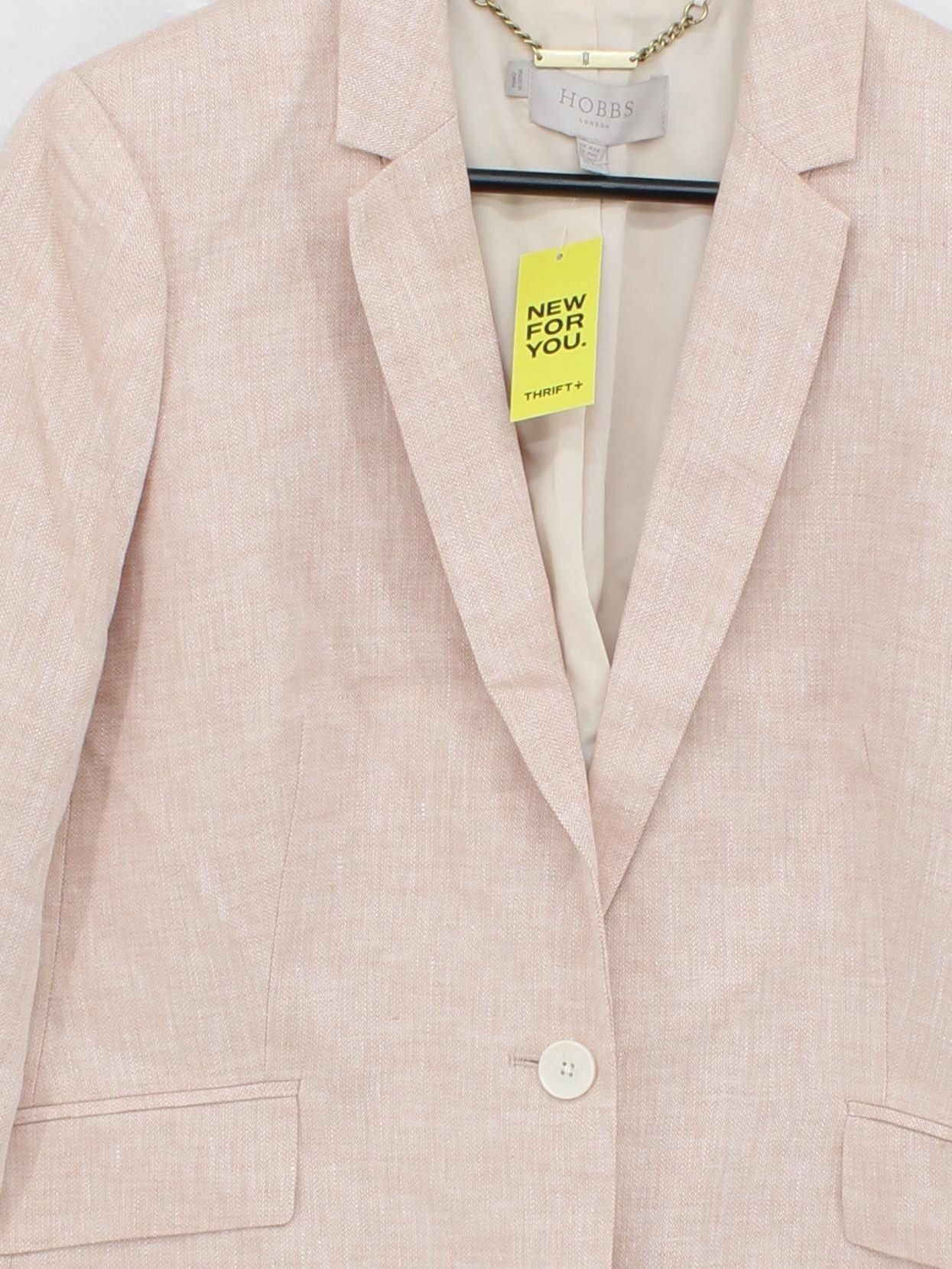 Hobbs Women's Blazer UK 14 Pink Linen with Polyester Overcoat - Image 3