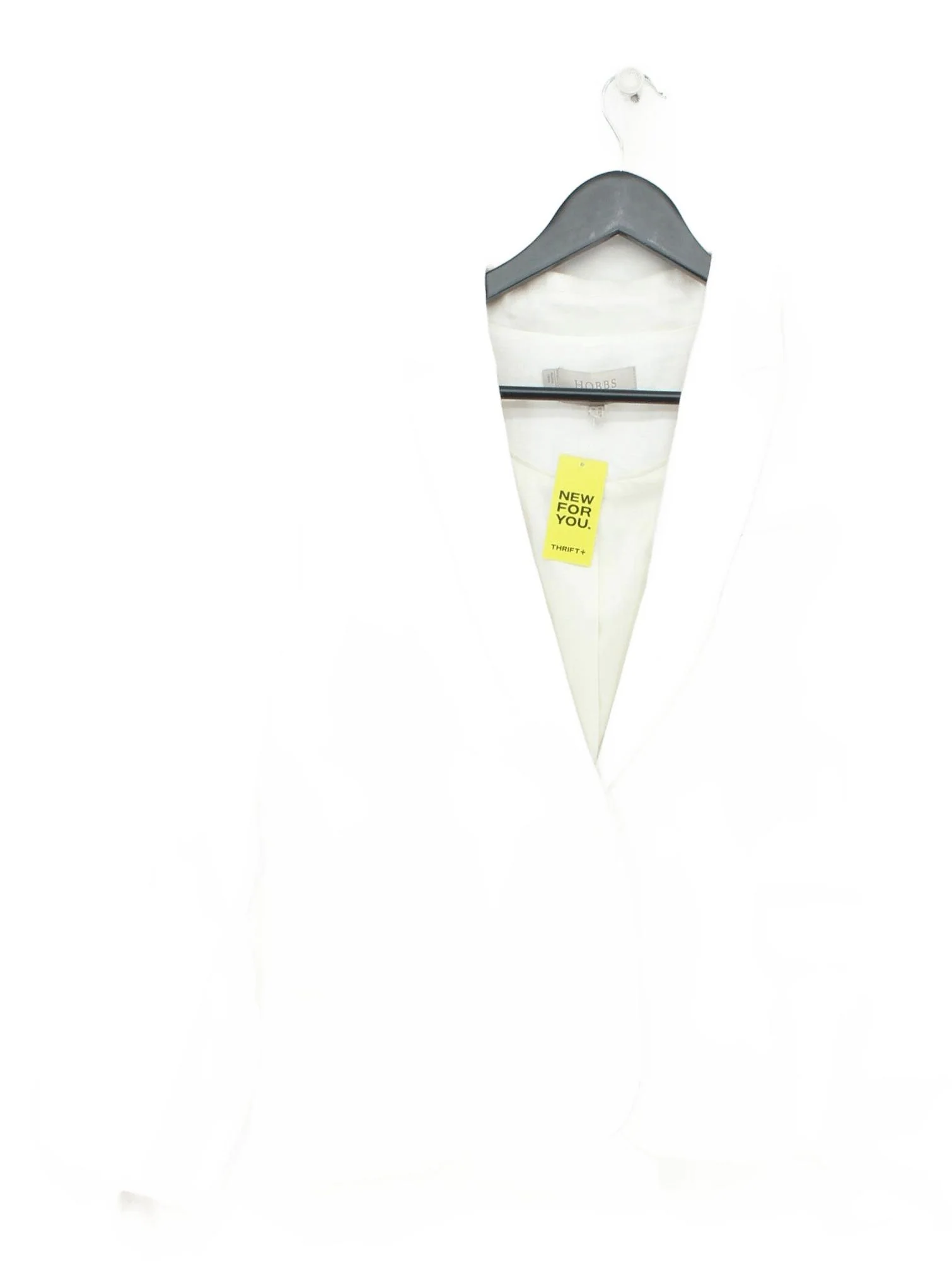 Hobbs Women's Blazer UK 16 Cream Linen with Polyester Overcoat