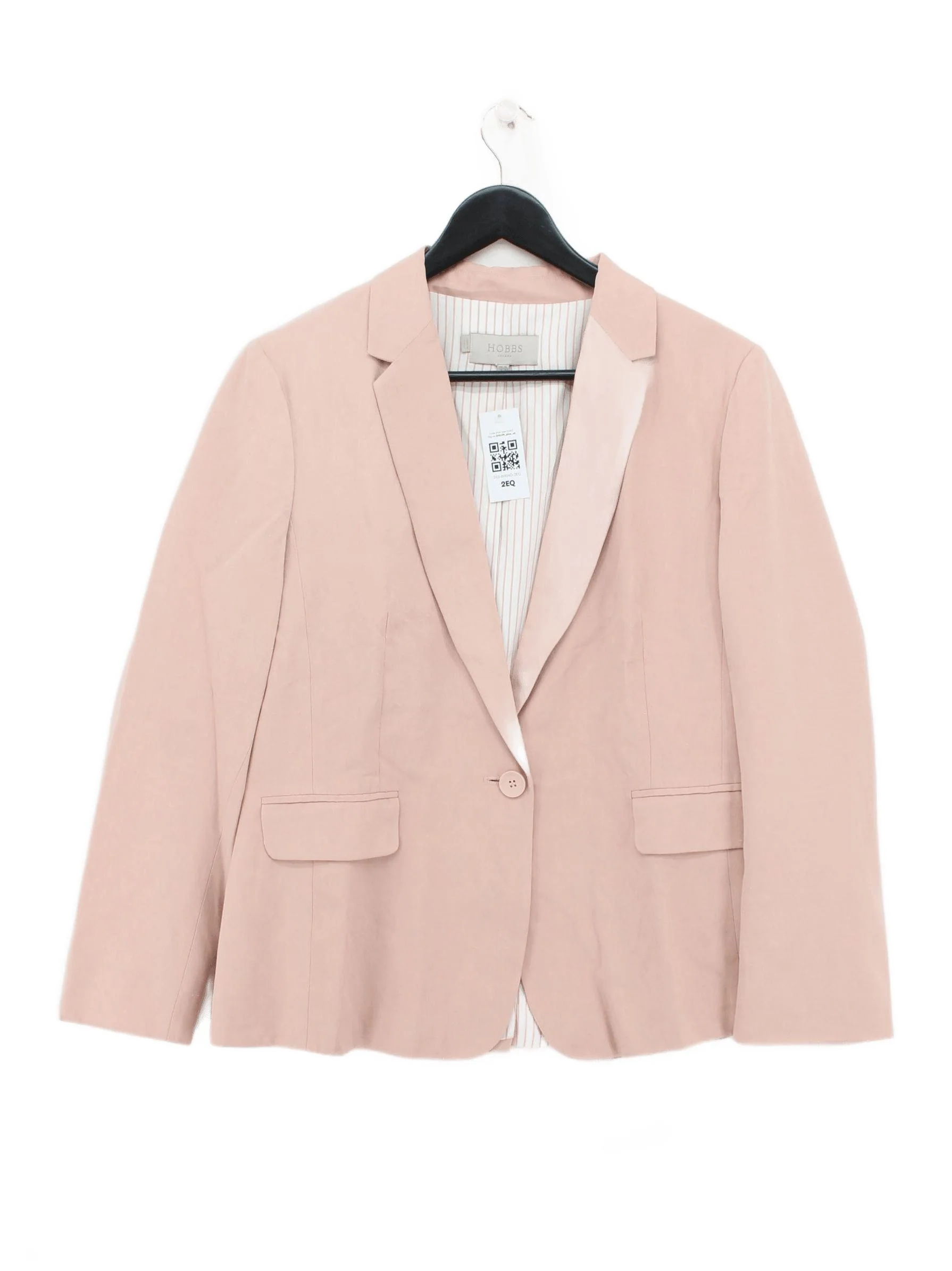 Hobbs Women's Blazer UK 16 Pink Silk with Linen Overcoat