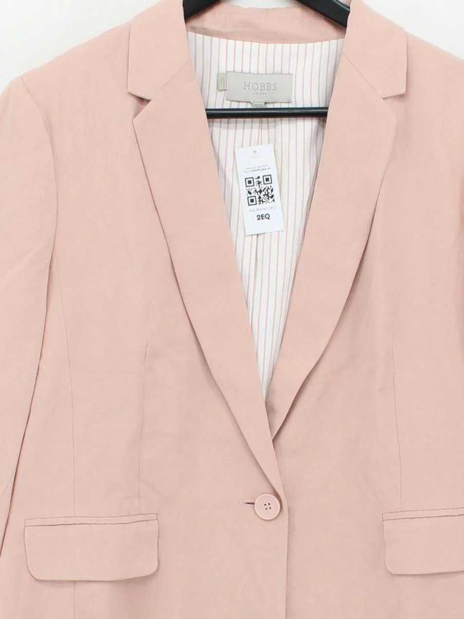 Hobbs Women's Blazer UK 16 Pink Silk with Linen Overcoat - Image 3