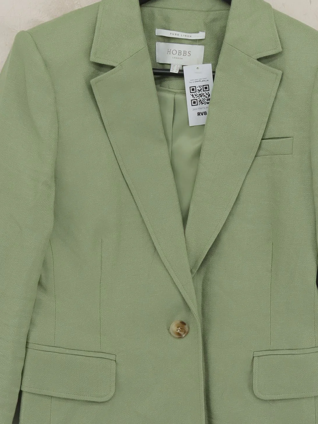 Hobbs Women's Blazer UK 8 Green Linen with Polyester Overcoat - Image 3