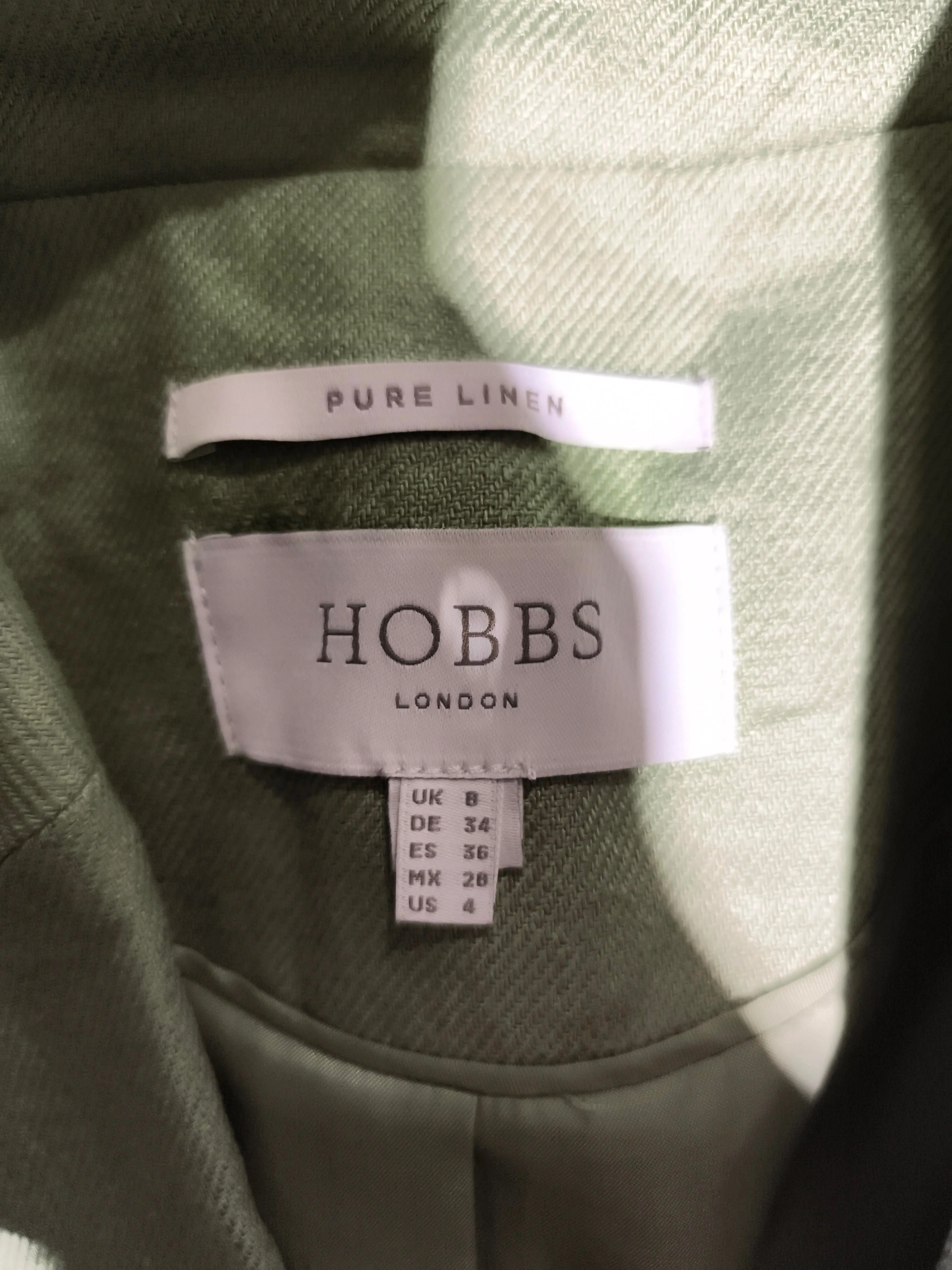 Hobbs Women's Blazer UK 8 Green Linen with Polyester Overcoat - Image 5
