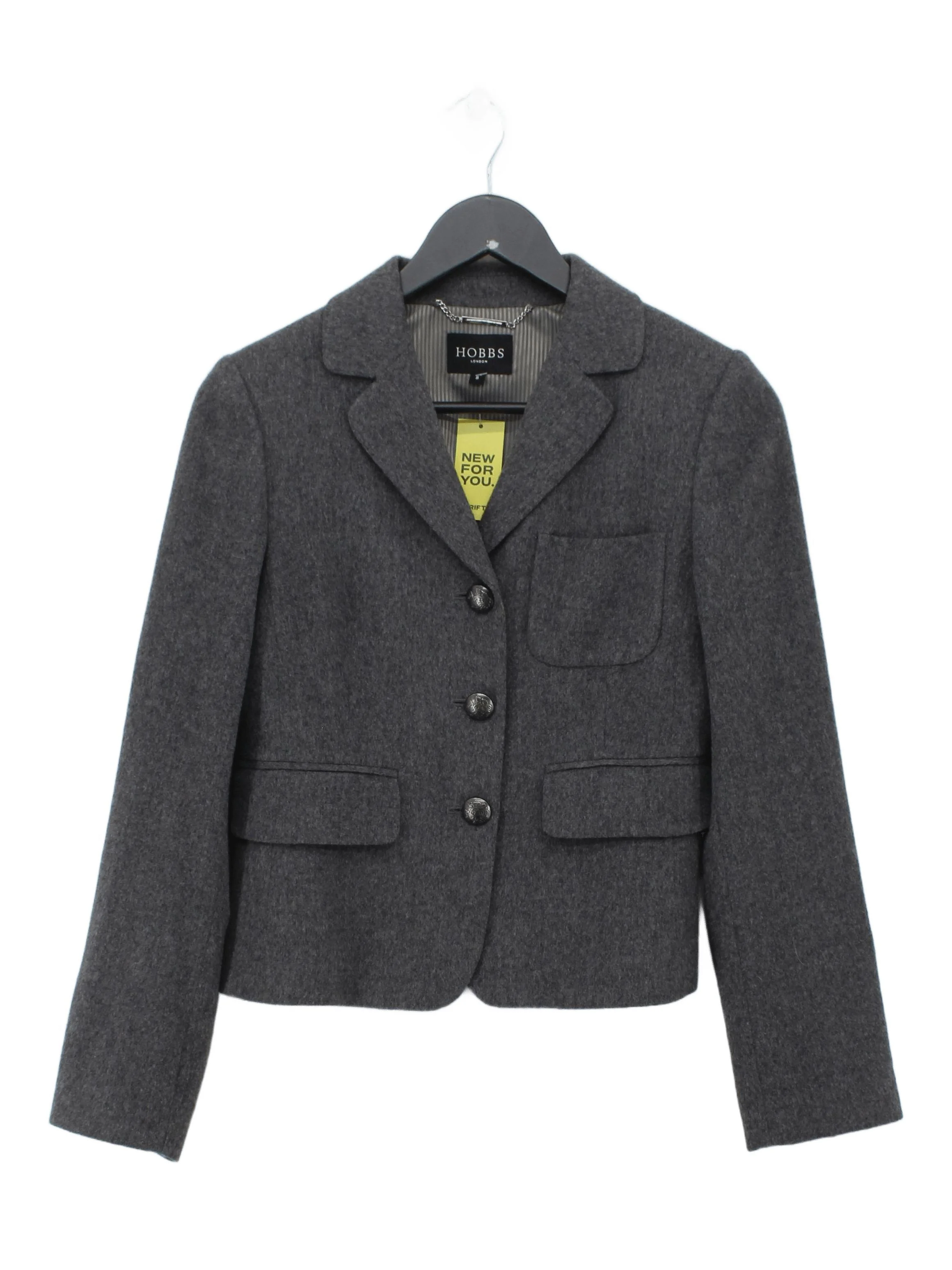 Hobbs Women's Blazer UK 8 Grey Wool with Cashmere, Polyester Overcoat