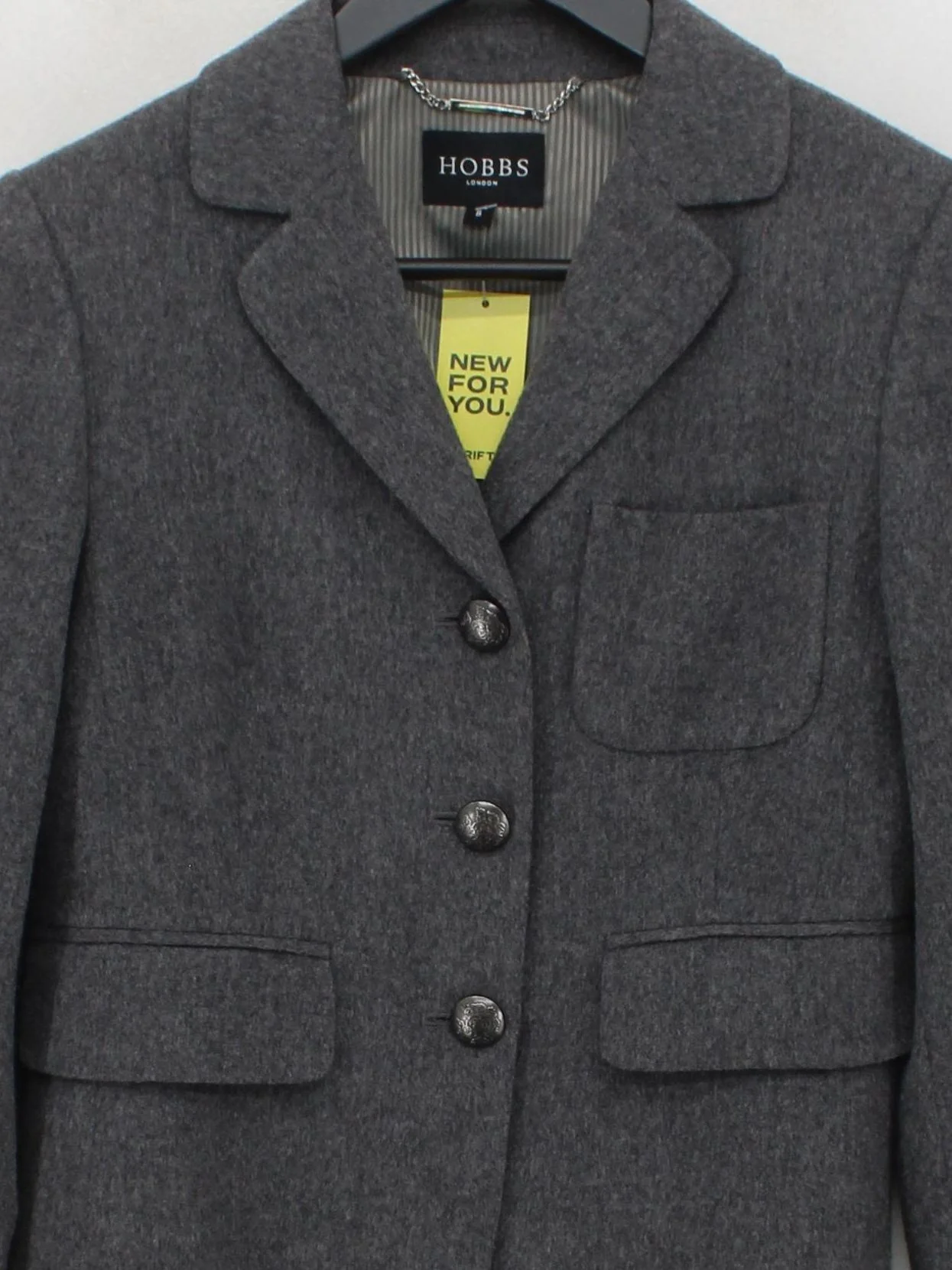 Hobbs Women's Blazer UK 8 Grey Wool with Cashmere, Polyester Overcoat - Image 3