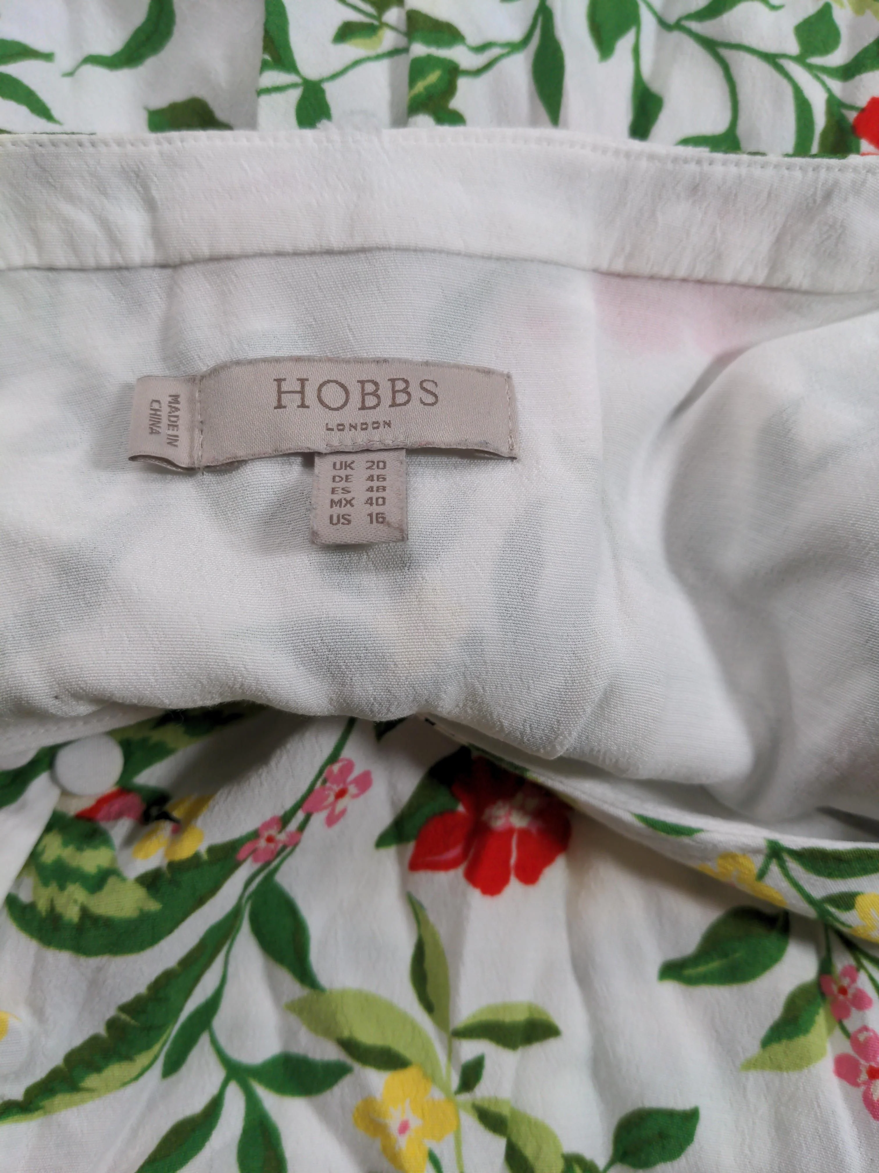 Hobbs Women's Blouse L White Floral 100% Viscose Long Sleeve V-Neck Basic - Image 5