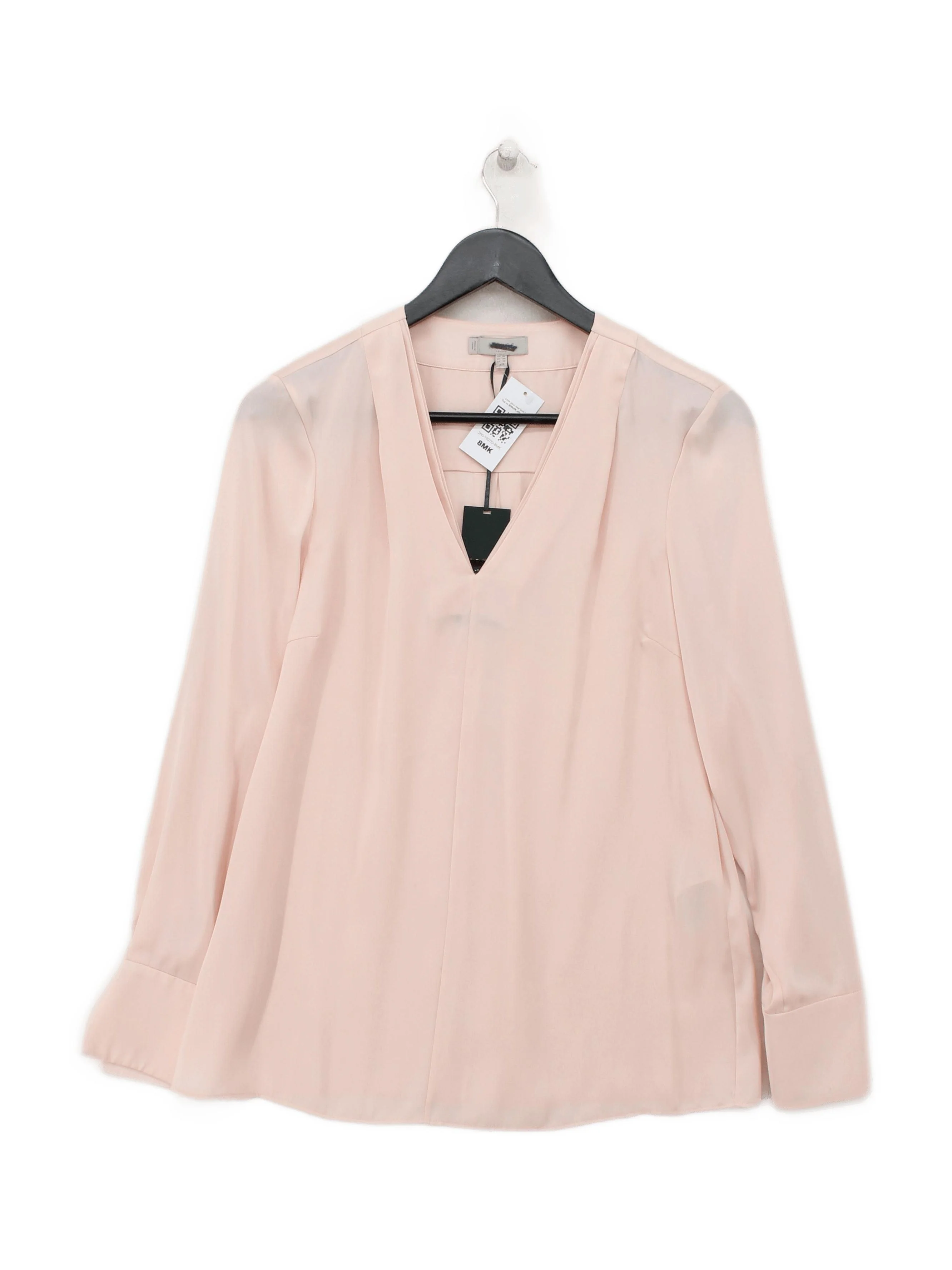 Hobbs Women's Blouse M Pink 100% Polyester Long Sleeve V-Neck Basic