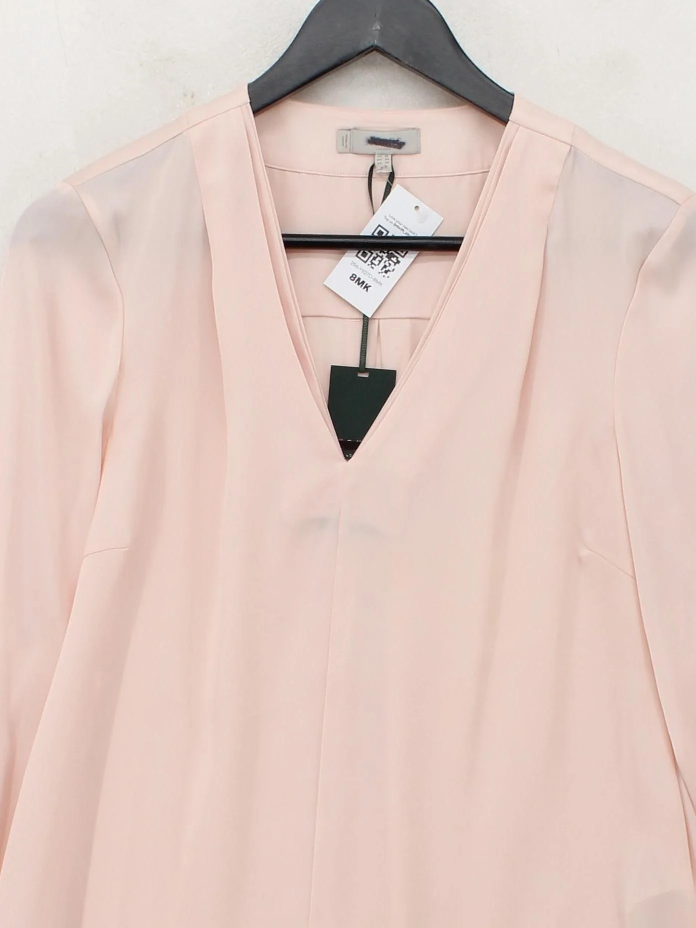 Hobbs Women's Blouse M Pink 100% Polyester Long Sleeve V-Neck Basic - Image 3