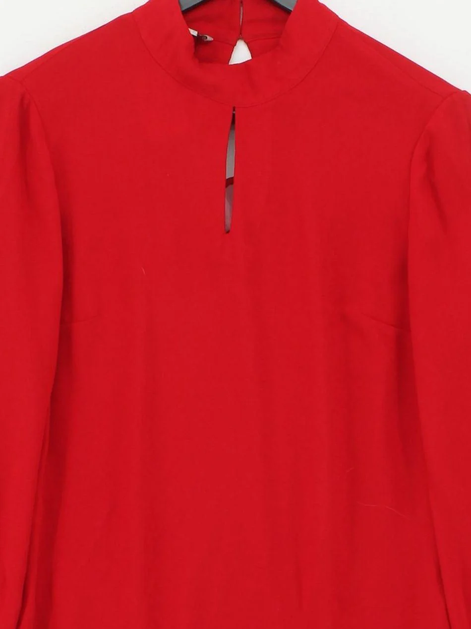 Hobbs Women's Blouse S Red 100% Polyester Long Sleeve High Neck Basic - Image 3