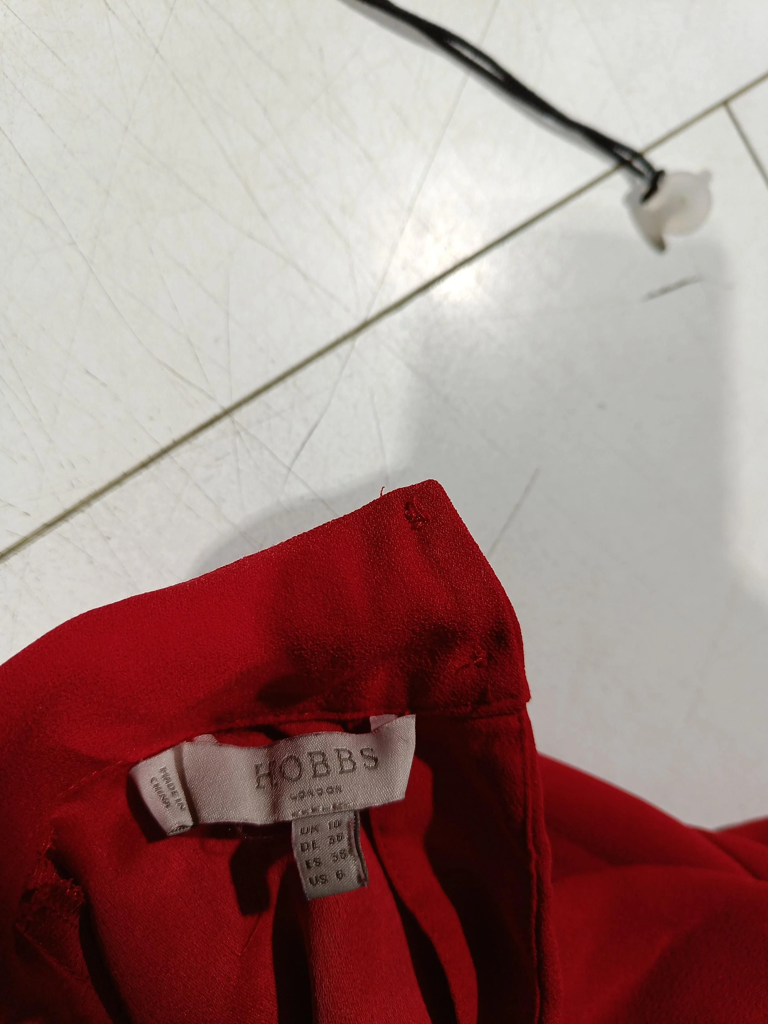 Hobbs Women's Blouse S Red 100% Polyester Long Sleeve High Neck Basic - Image 5