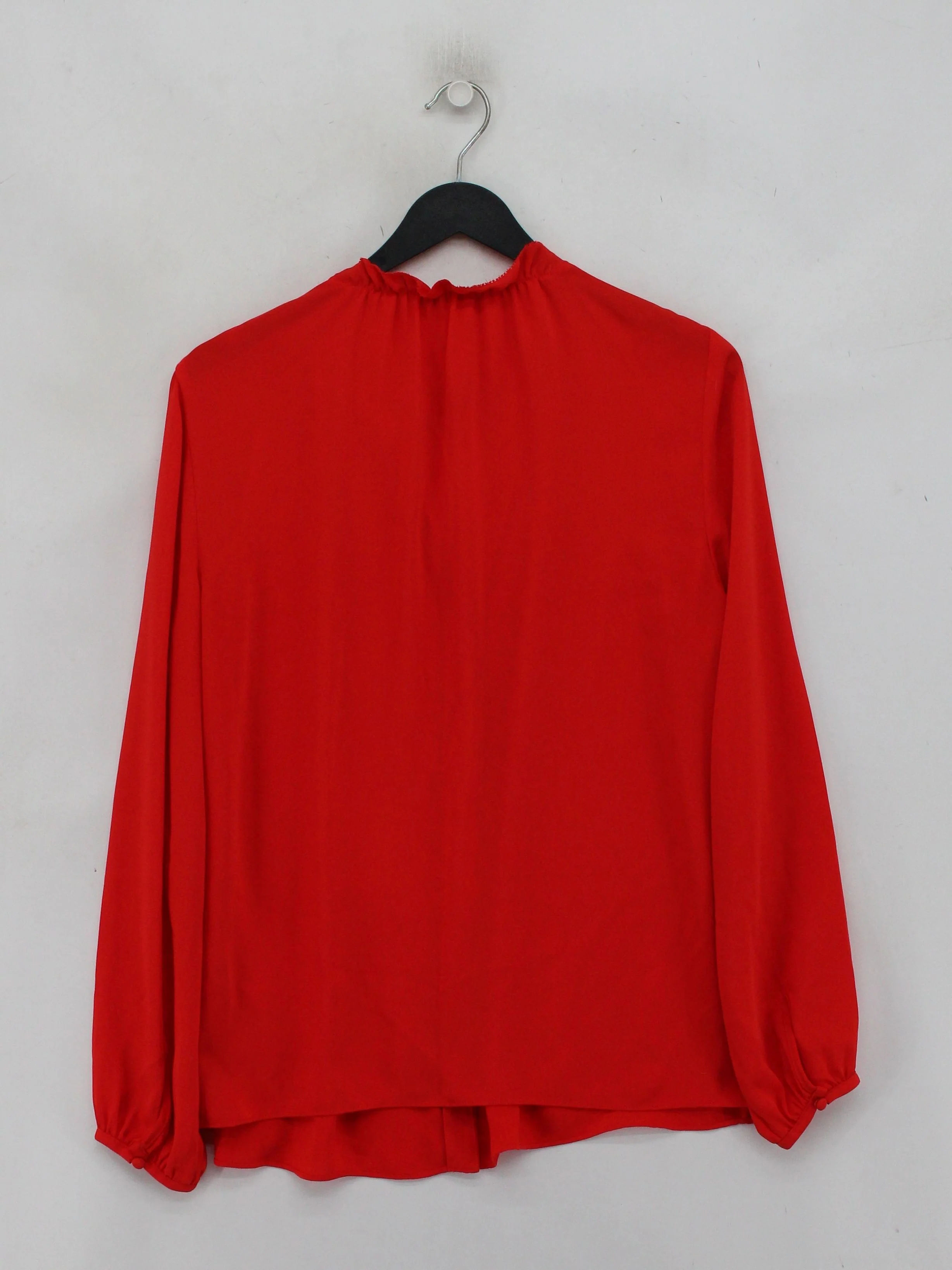 Hobbs Women's Blouse UK 12 Red 100% Polyester Long Sleeve High Neck Basic - Image 2