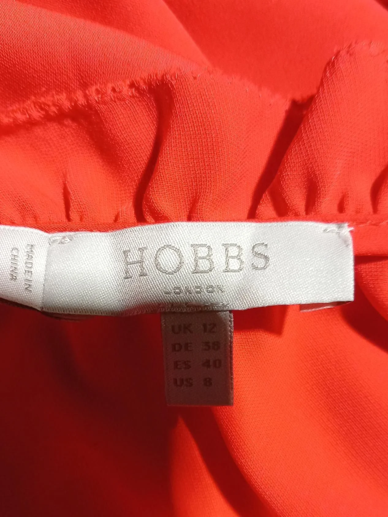 Hobbs Women's Blouse UK 12 Red 100% Polyester Long Sleeve High Neck Basic - Image 5