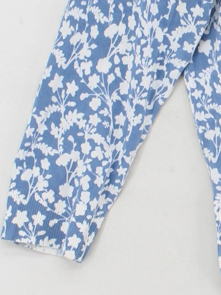 Hobbs Women's Cardigan M Blue Floral 100% Cotton Round Neck Cardigan - Image 4