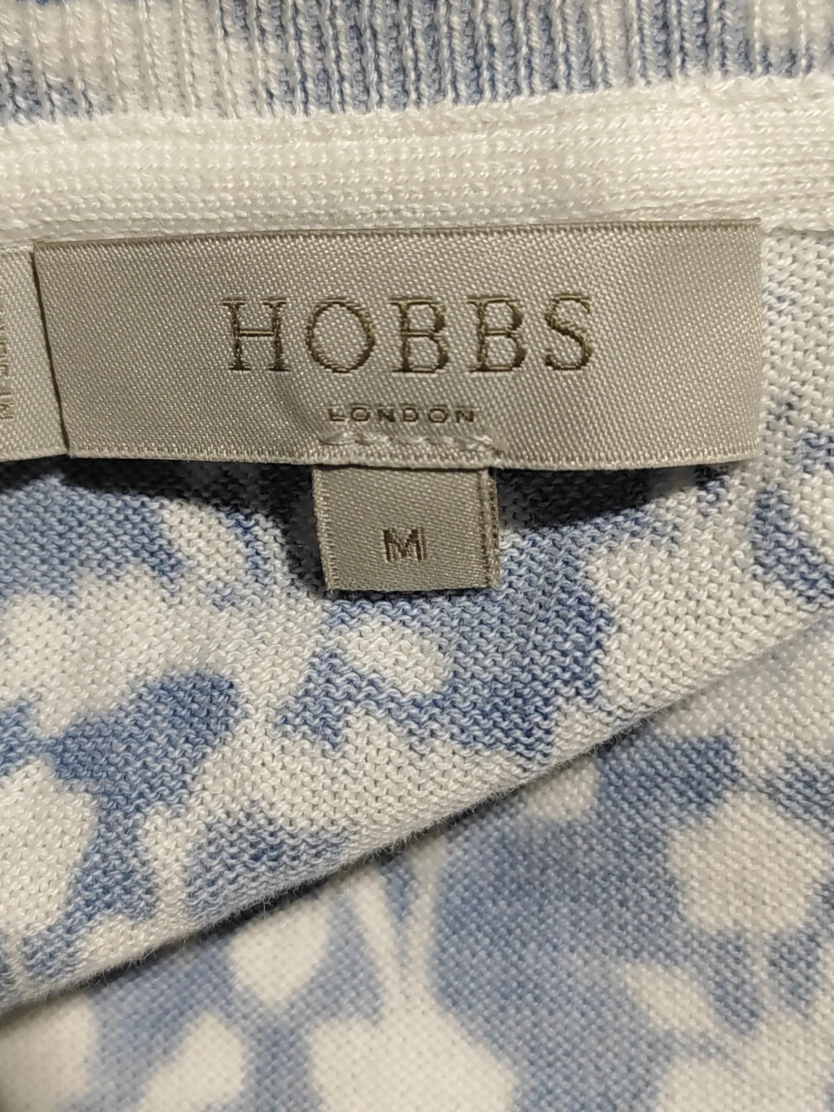Hobbs Women's Cardigan M Blue Floral 100% Cotton Round Neck Cardigan - Image 5