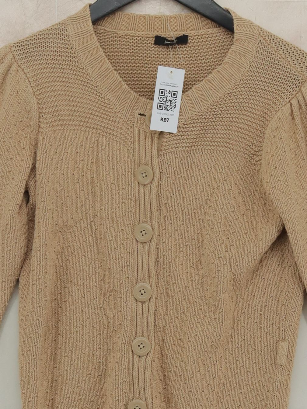 Hobbs Women's Cardigan UK 10 Tan 100% Cotton Round Neck Cardigan - Image 3