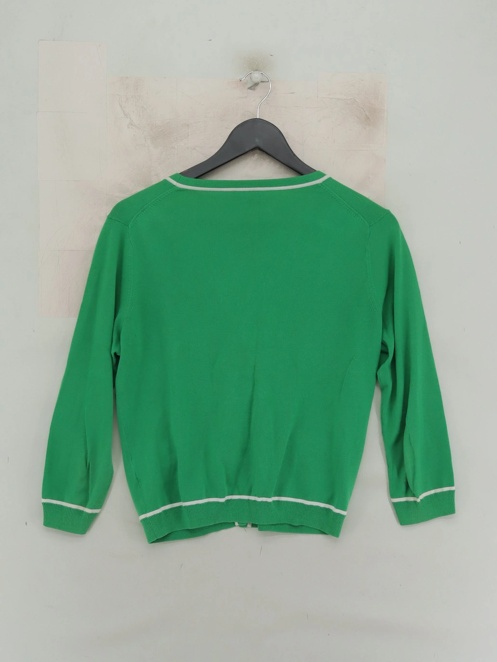 Hobbs Women's Cardigan UK 12 Green 100% Cotton V-Neck Cardigan - Image 2