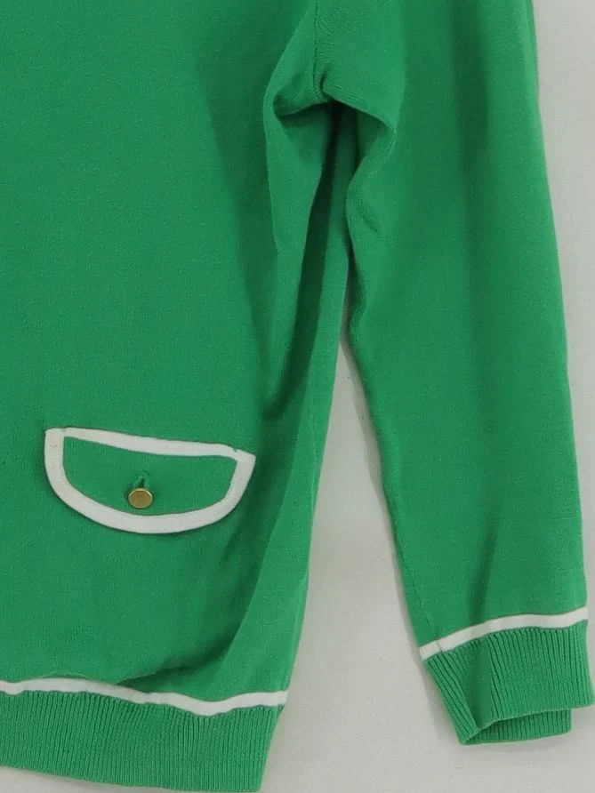 Hobbs Women's Cardigan UK 12 Green 100% Cotton V-Neck Cardigan - Image 4