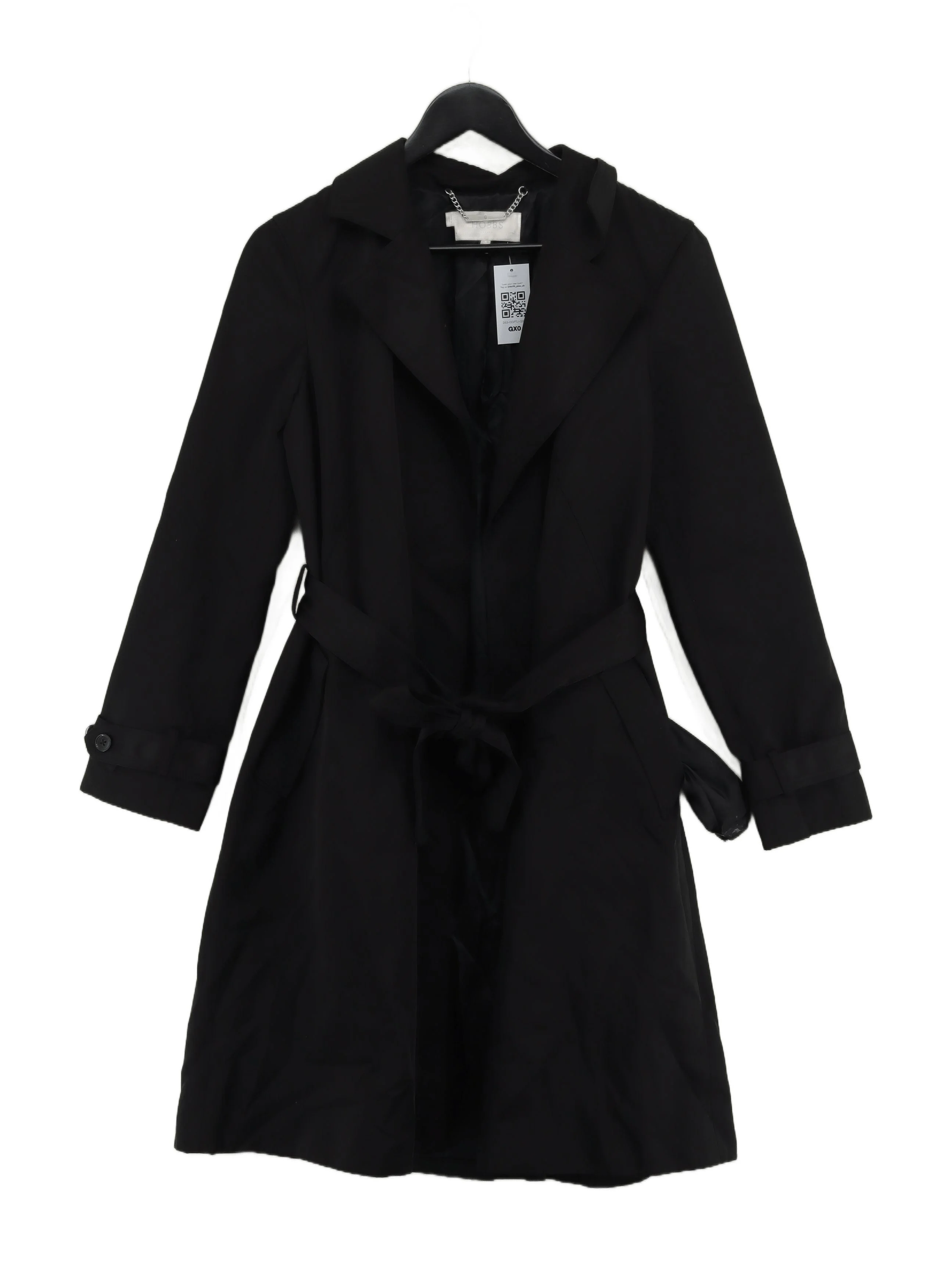 Hobbs Women's Coat UK 10 Black Polyester with Viscose Trench Coat