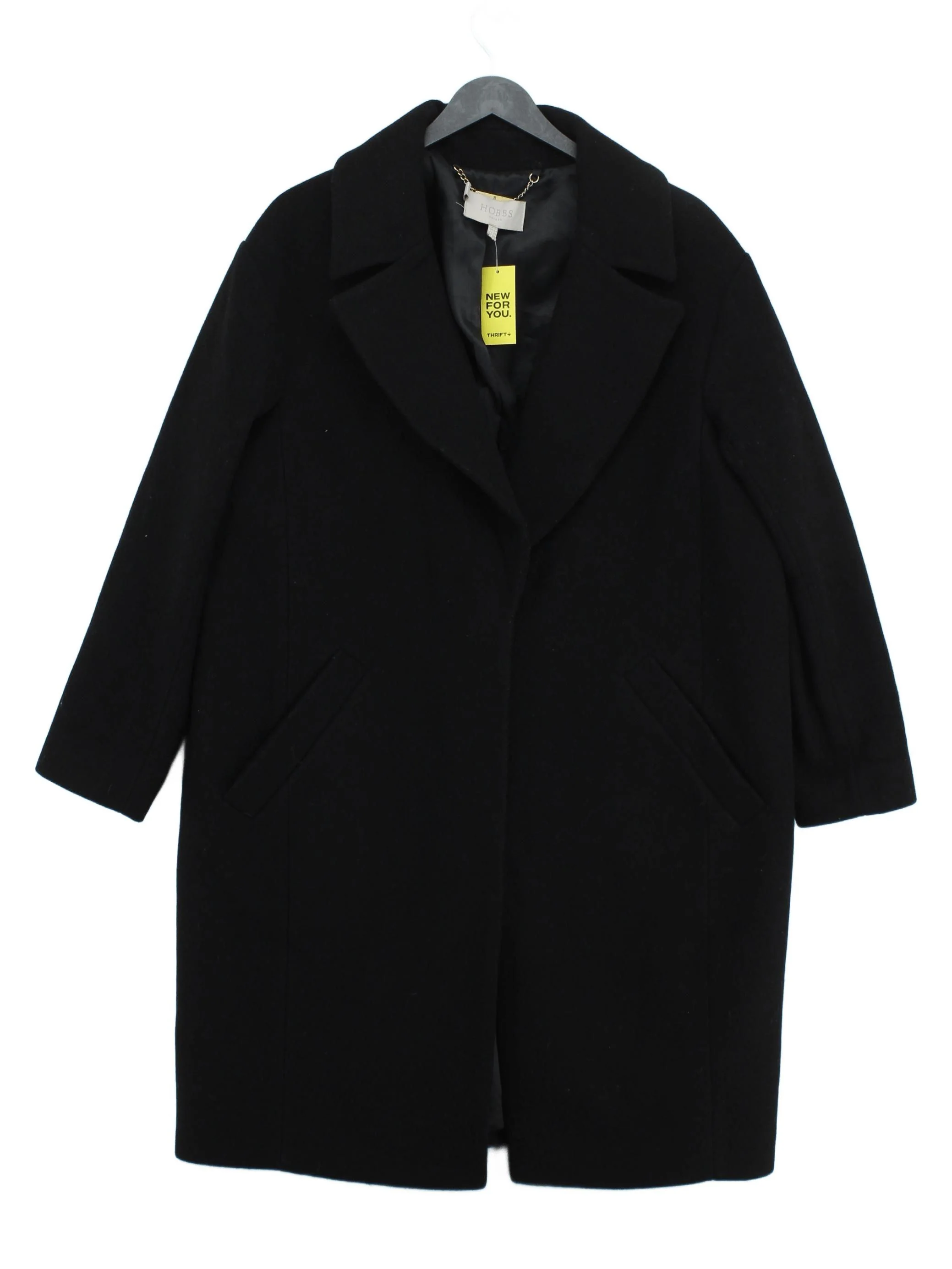 Hobbs Women's Coat UK 14 Black Wool with Polyamide Overcoat