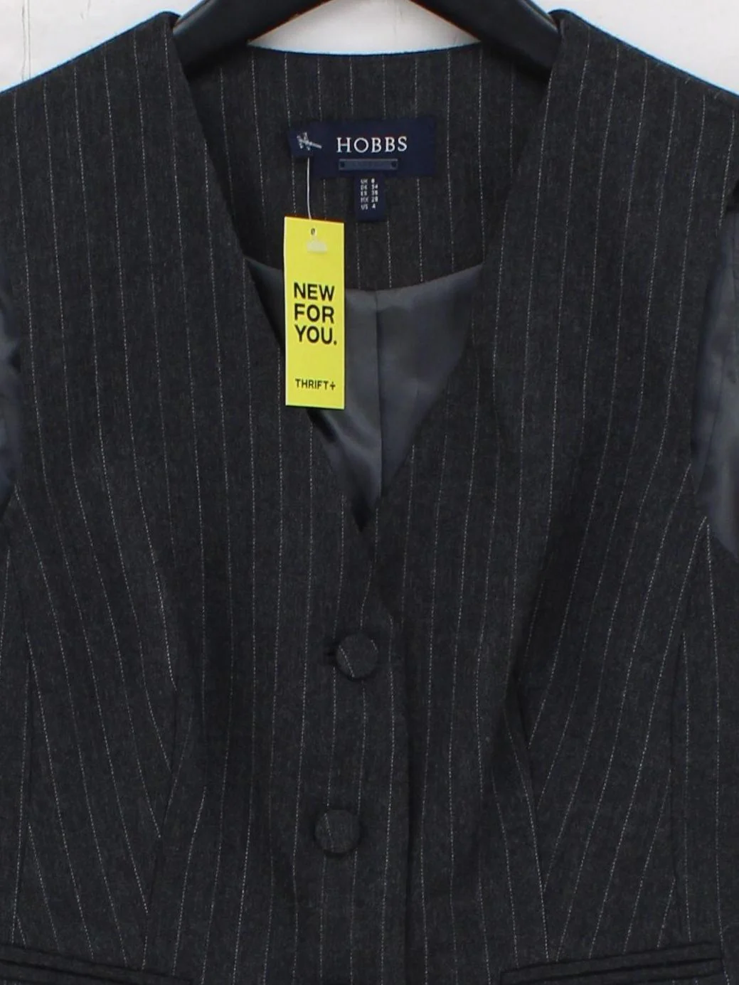 Hobbs Women's Coat UK 8 Grey Striped 100% Other Overcoat - Image 3