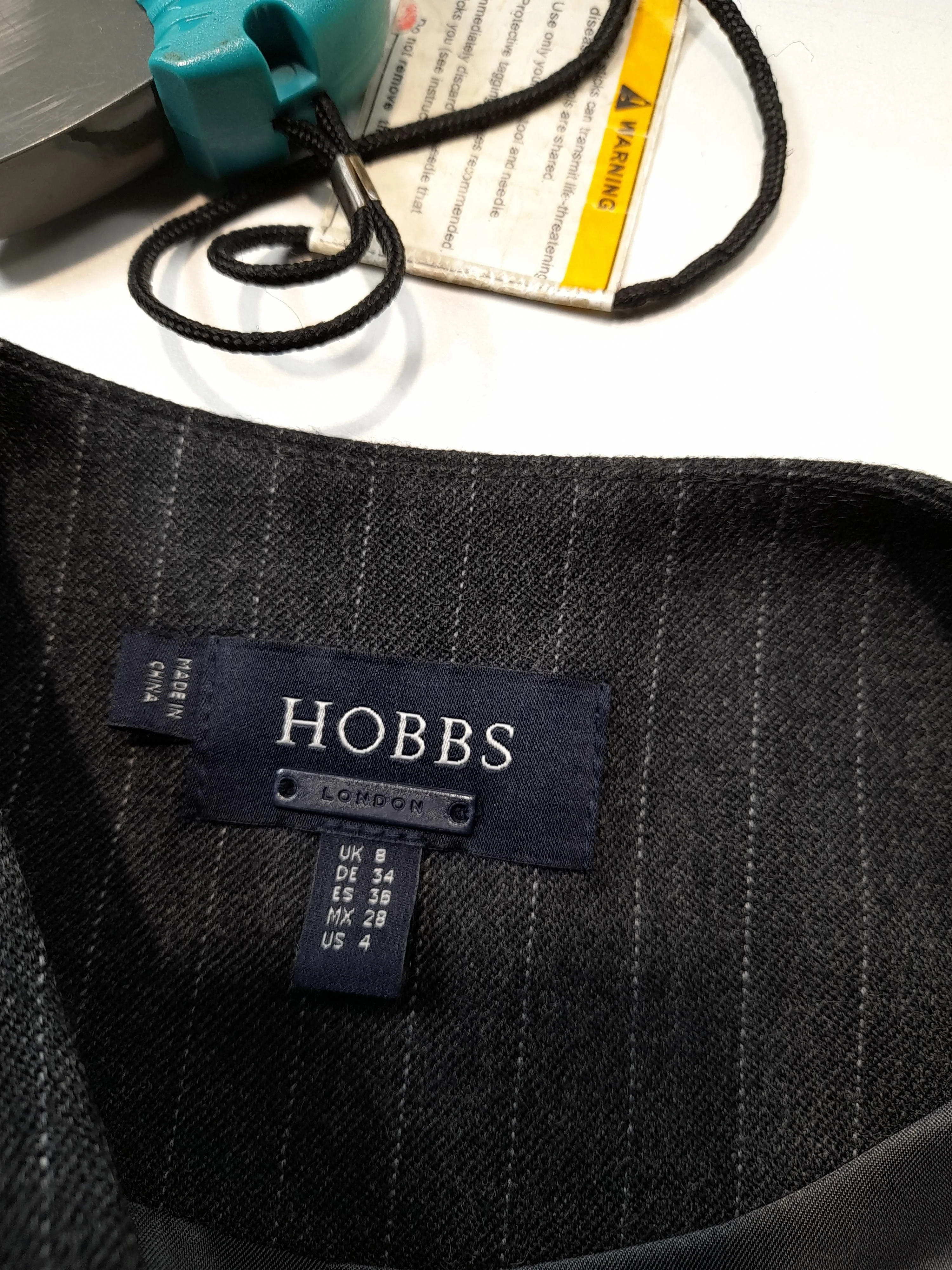 Hobbs Women's Coat UK 8 Grey Striped 100% Other Overcoat - Image 5