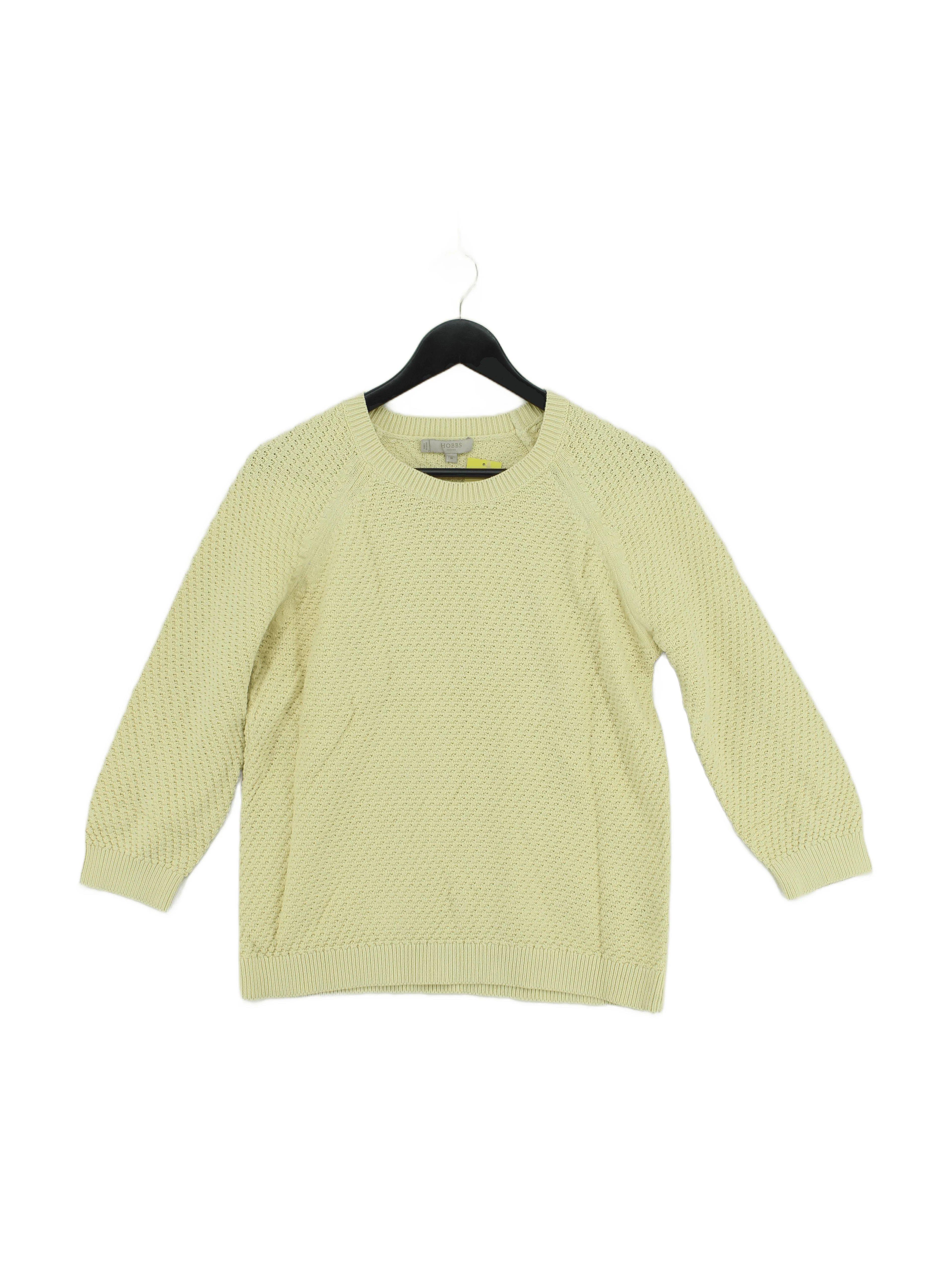 Hobbs Women's Jumper M Cream 100% Cotton Crew Neck Pullover