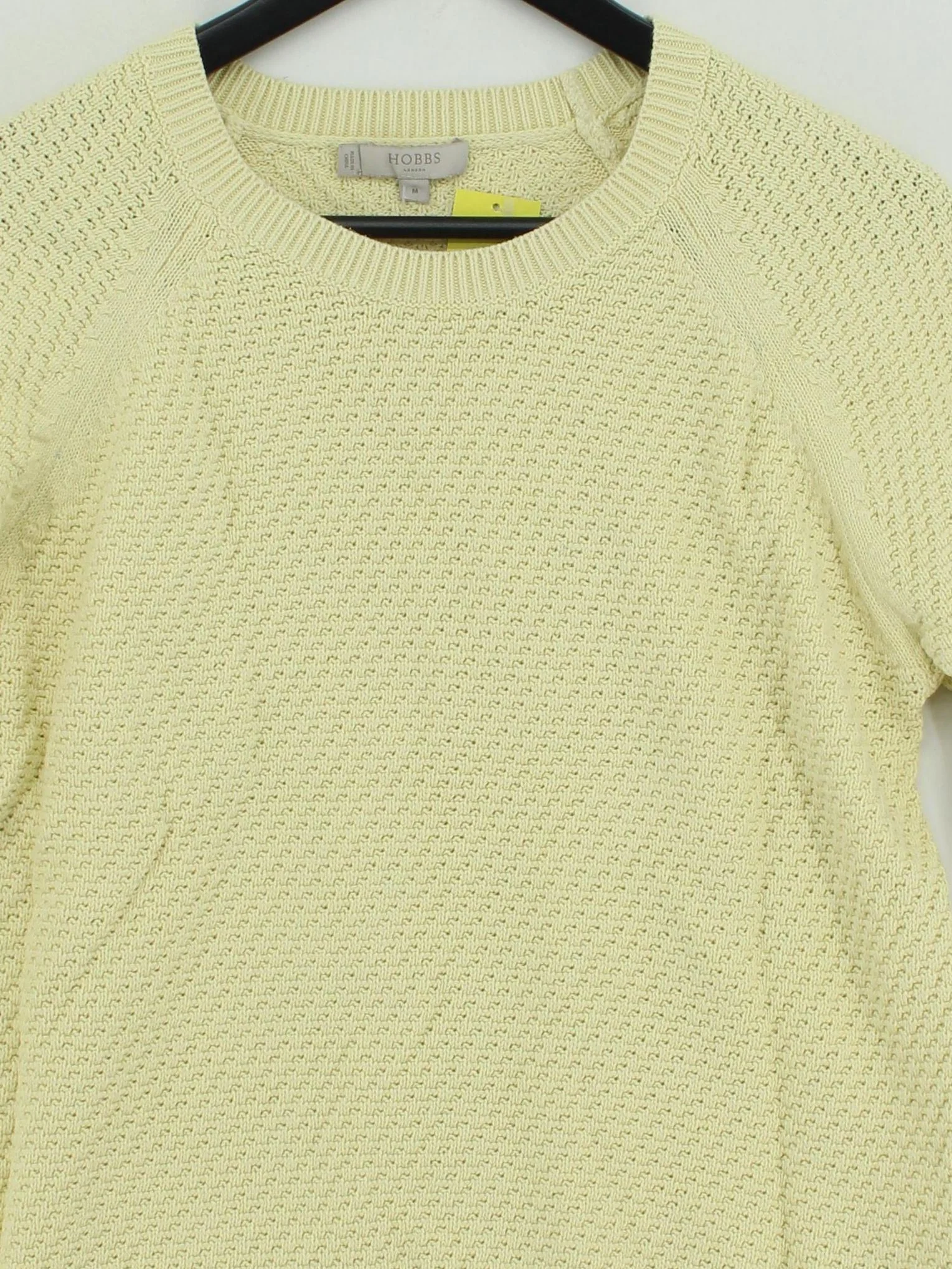 Hobbs Women's Jumper M Cream 100% Cotton Crew Neck Pullover - Image 3