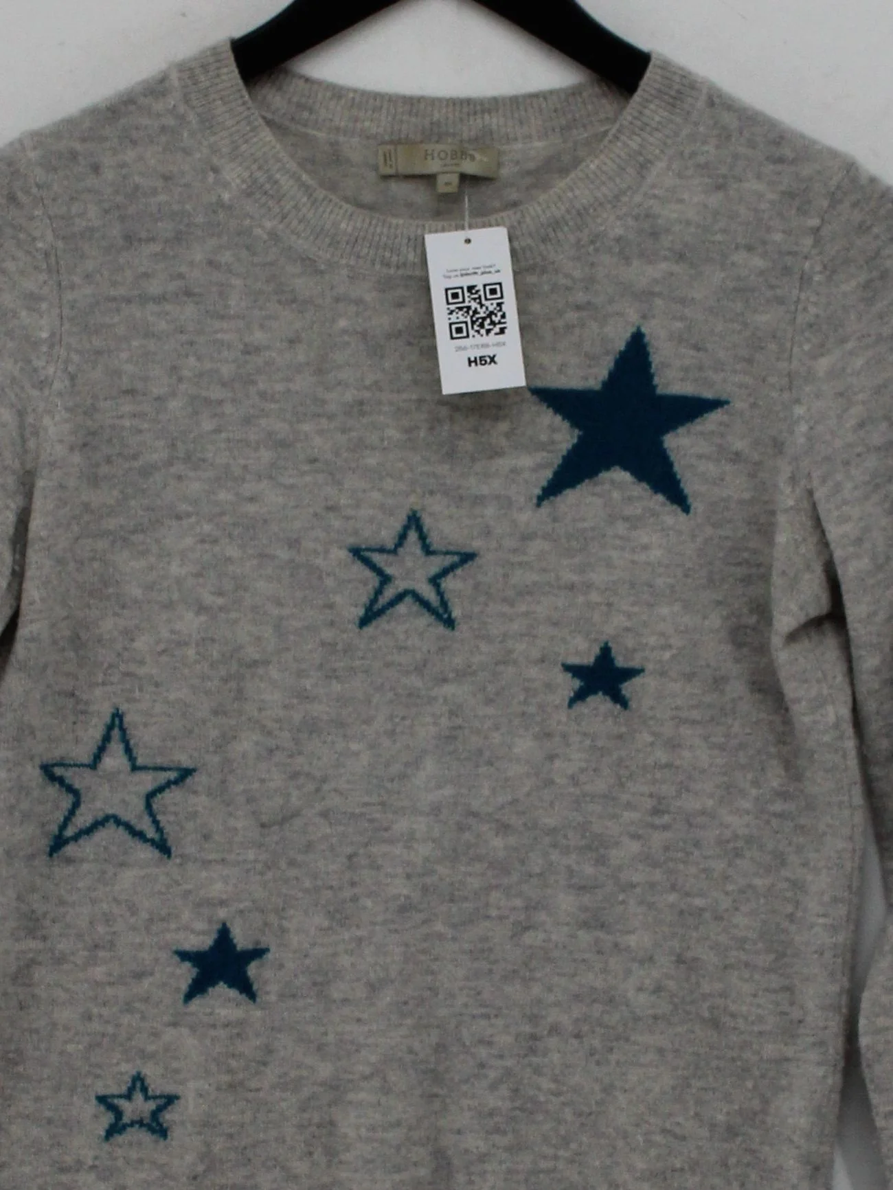 Hobbs Women's Jumper XXS Grey Graphic Wool with Cashmere Crew Neck Pullover - Image 3