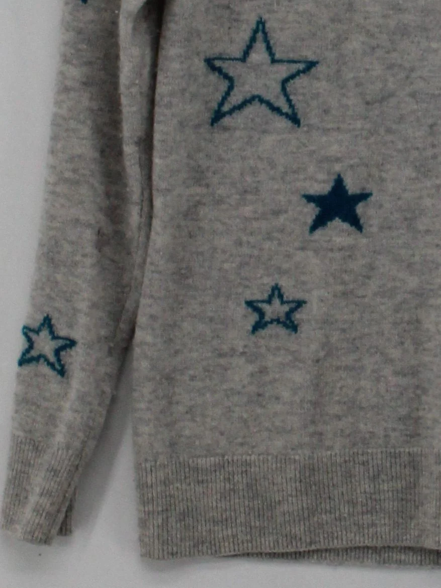Hobbs Women's Jumper XXS Grey Graphic Wool with Cashmere Crew Neck Pullover - Image 4