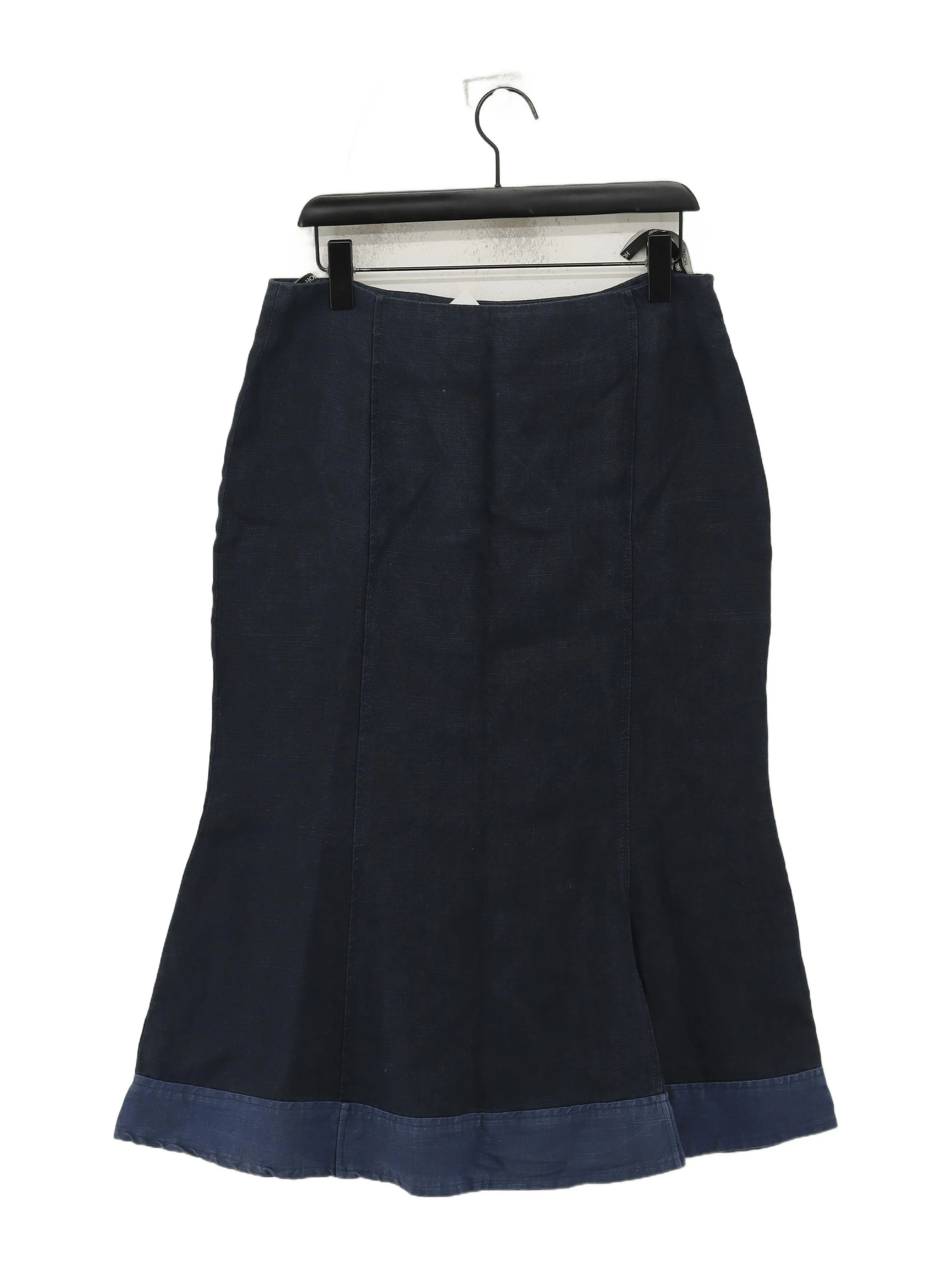 Hobbs Women's Midi Skirt M Blue 100% Linen Midi Straight & Pencil