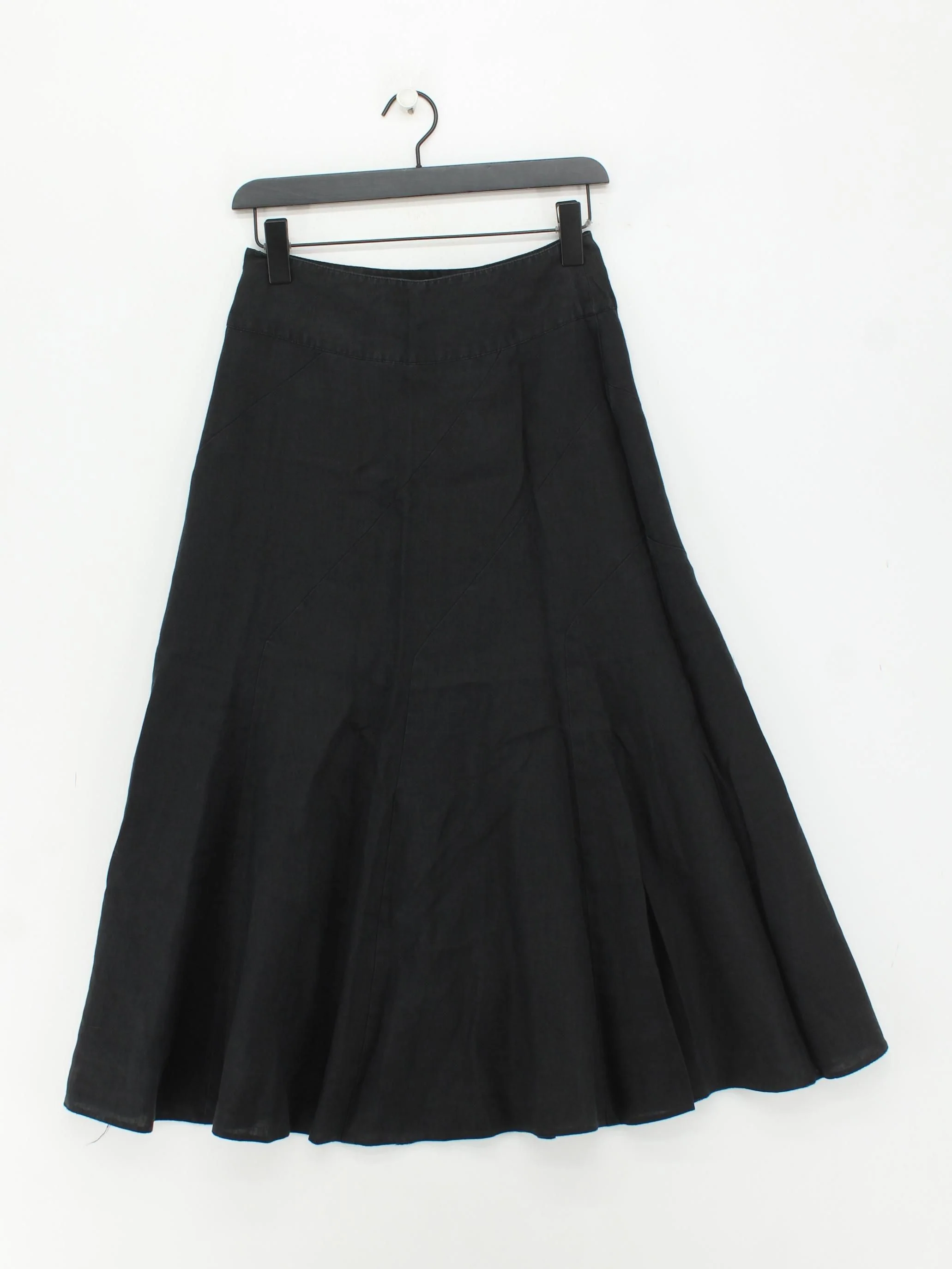 Hobbs Women's Midi Skirt UK 8 Black 100% Linen Midi A-Line - Image 2